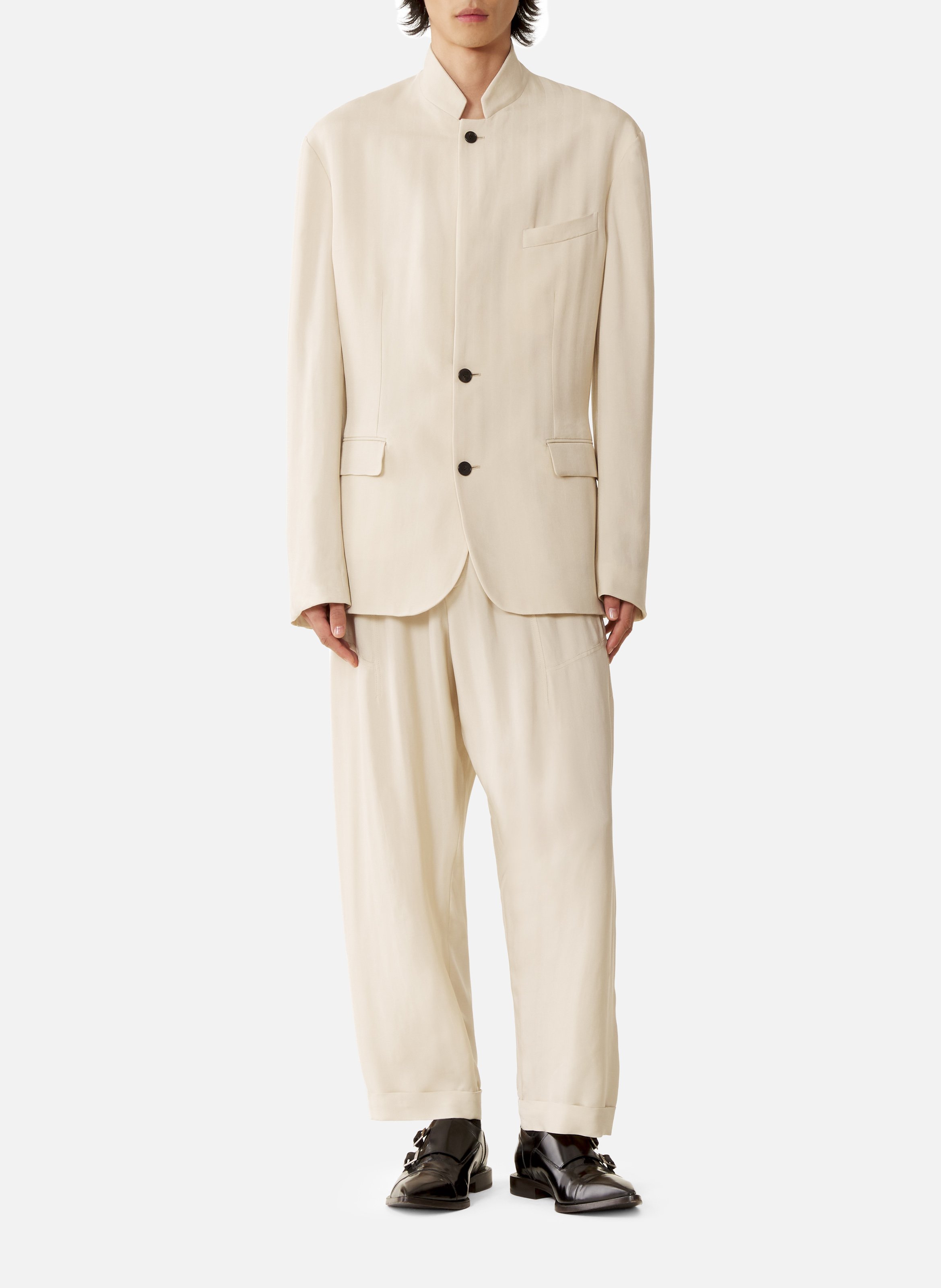 Veste col officier en viscose Blanc