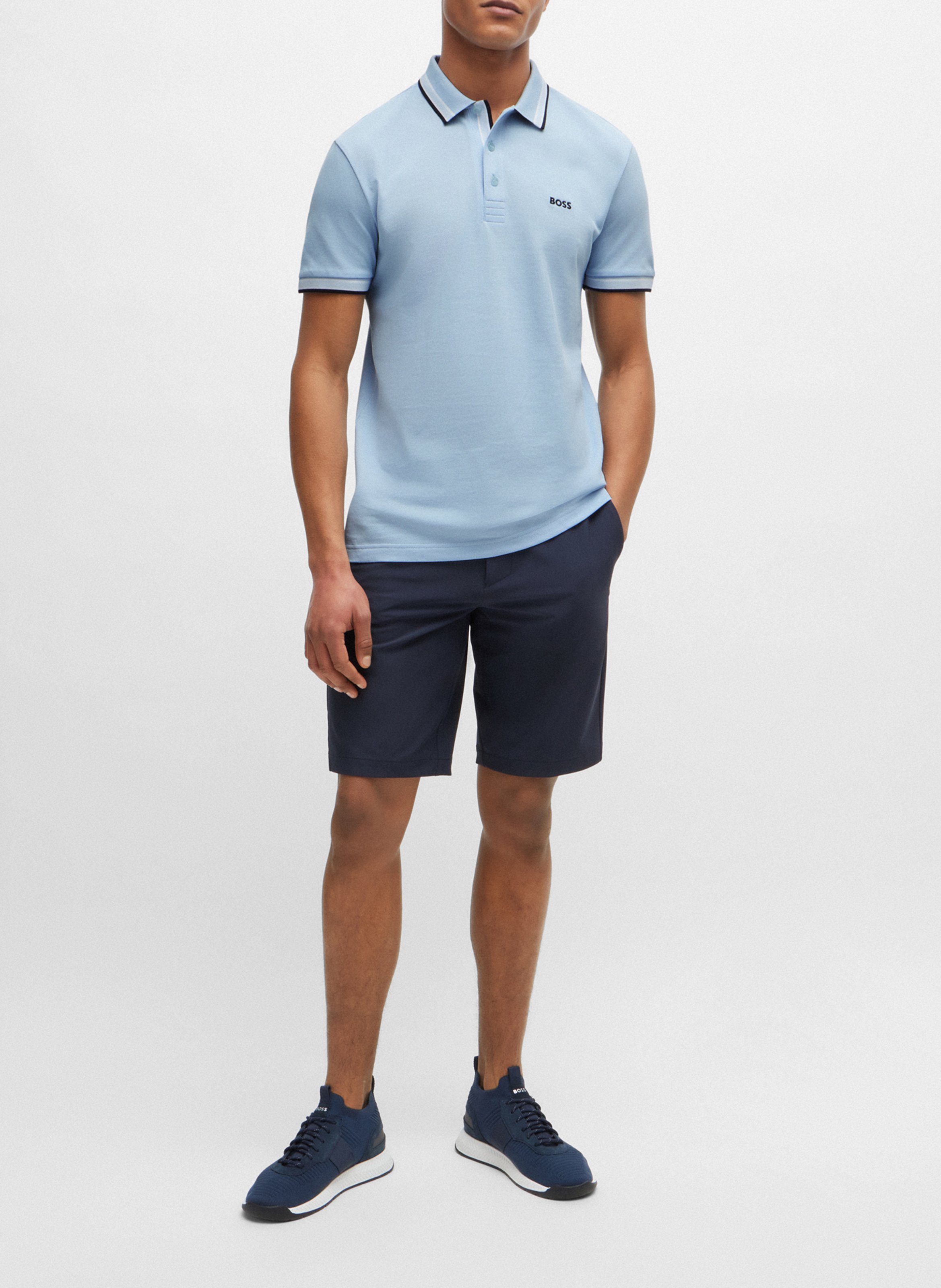 Polo regular fit en coton BOSS Bleu