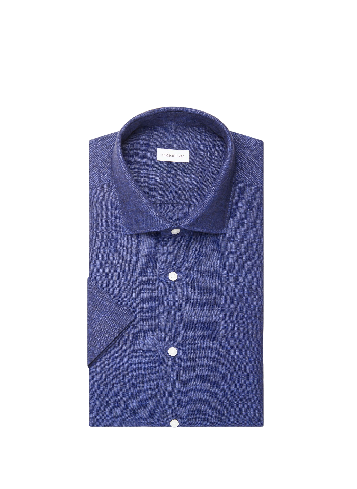 Solid Short-Sleeve Linen Shirt SEIDENSTICKER Blue