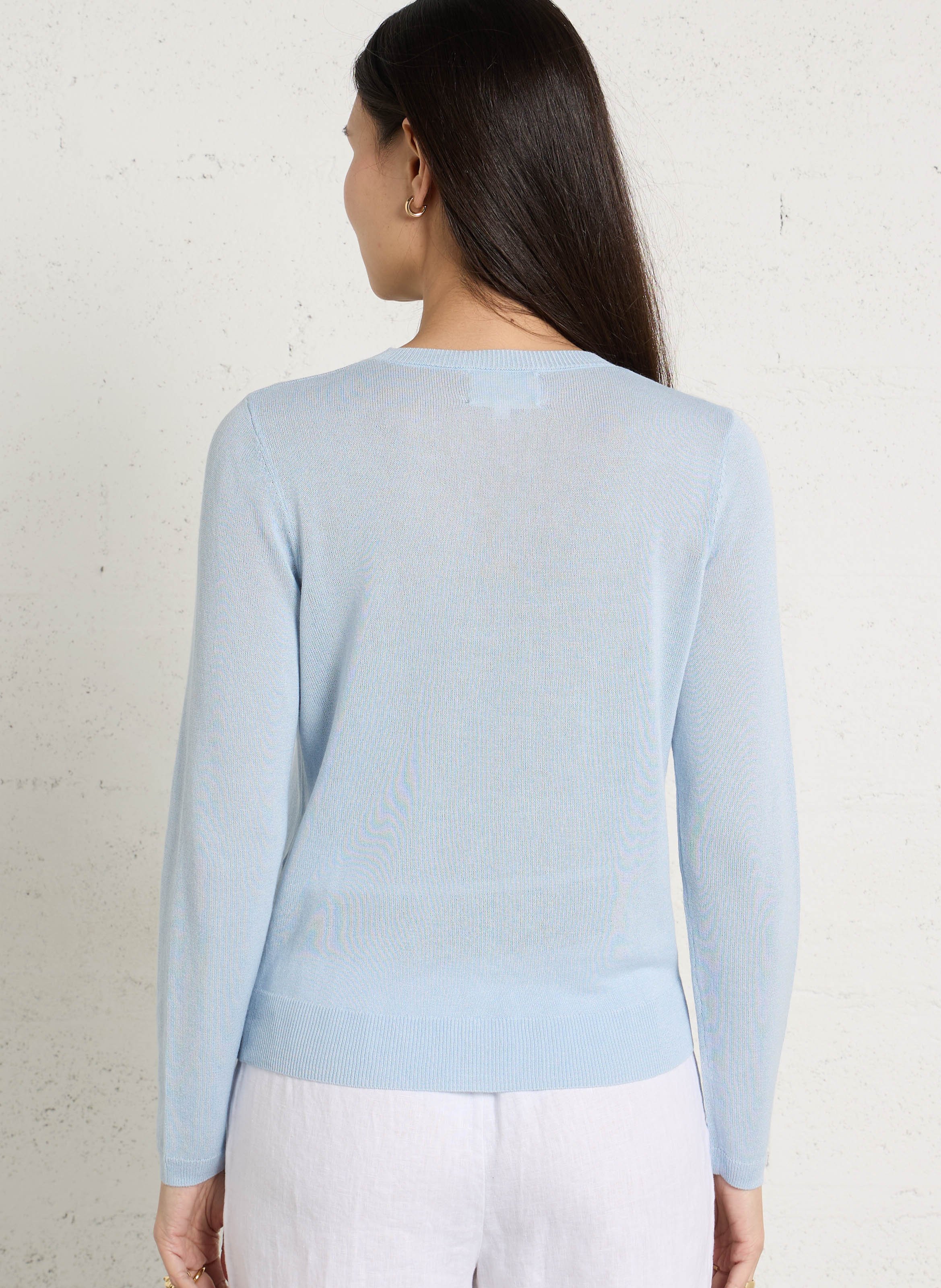 Gilet droit col rond en maille mélangée paprika MAISON 123 Bleu