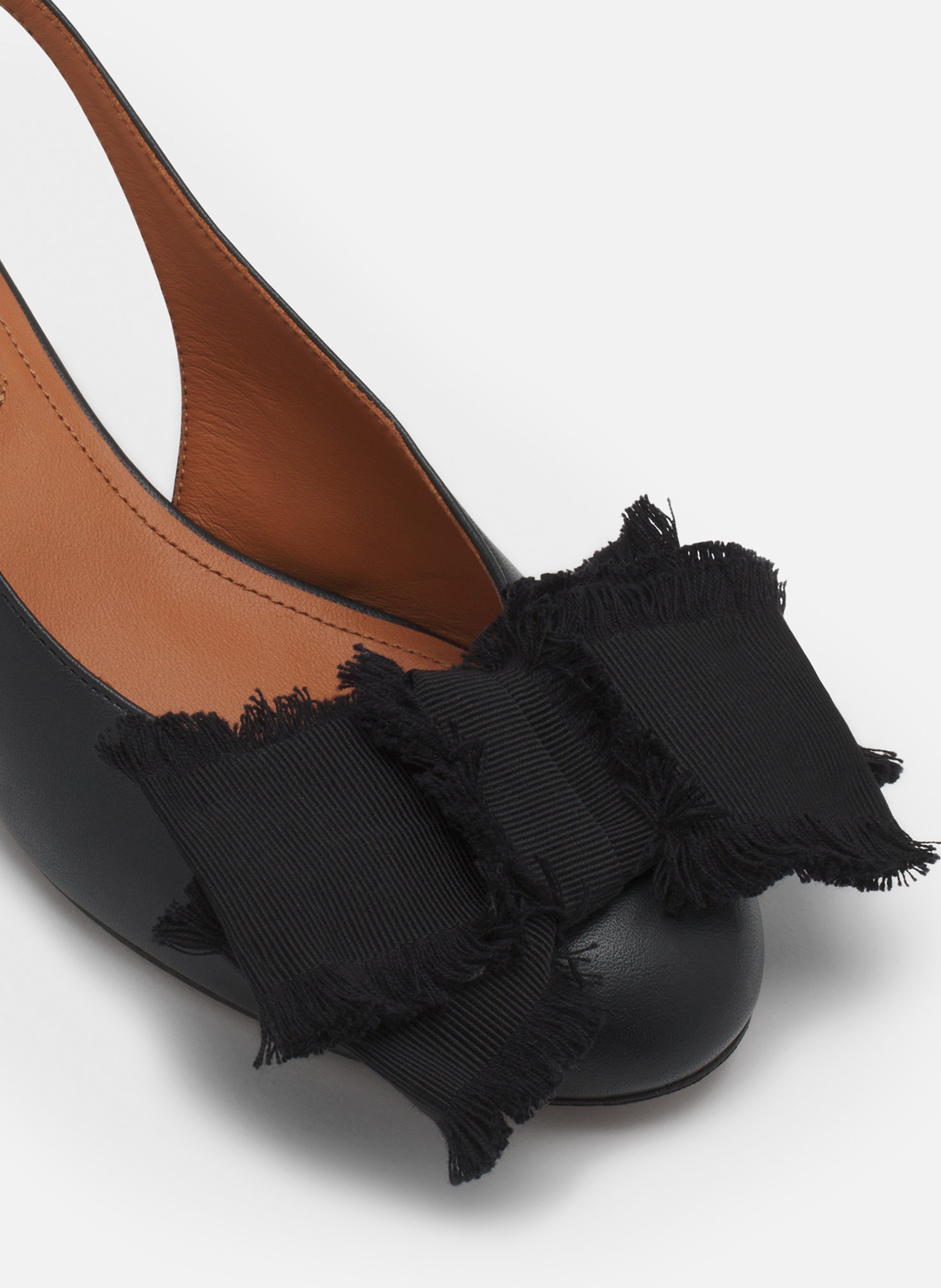 Slingback à talons ballerine en cuir LANVIN Noir
