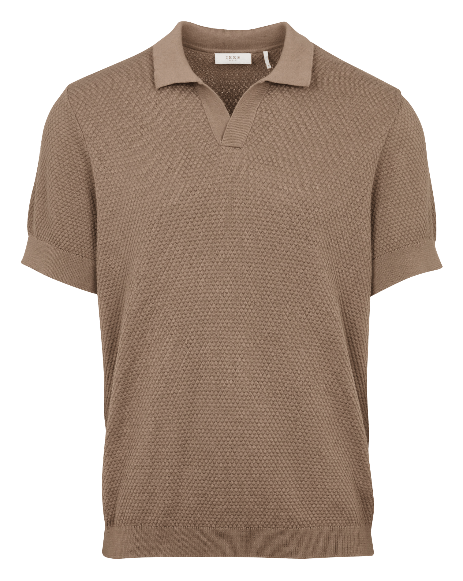 Polo manches courtes en maille relief unie IKKS Marron
