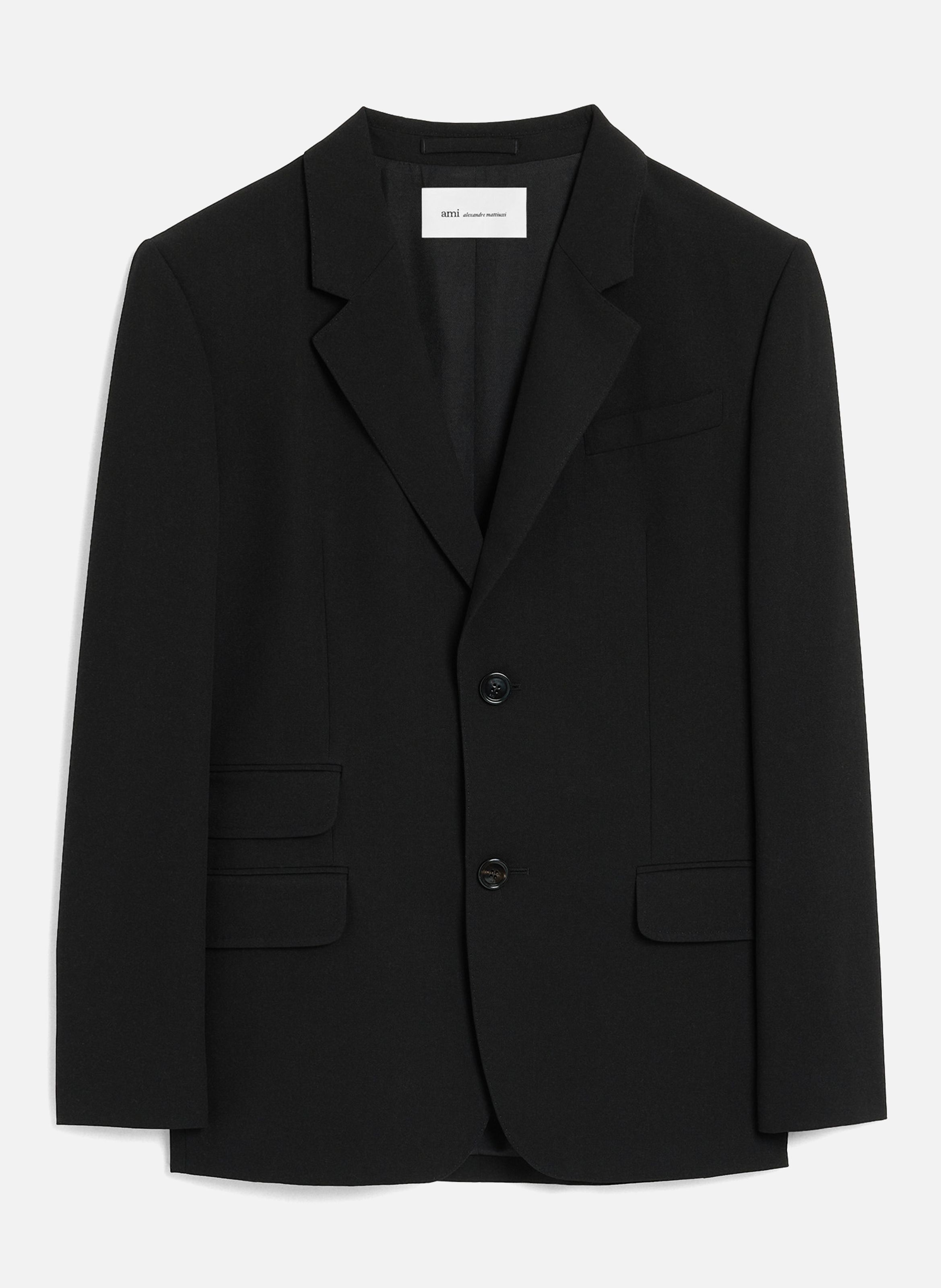 Veste droite simple boutonnage en laine AMI PARIS Noir