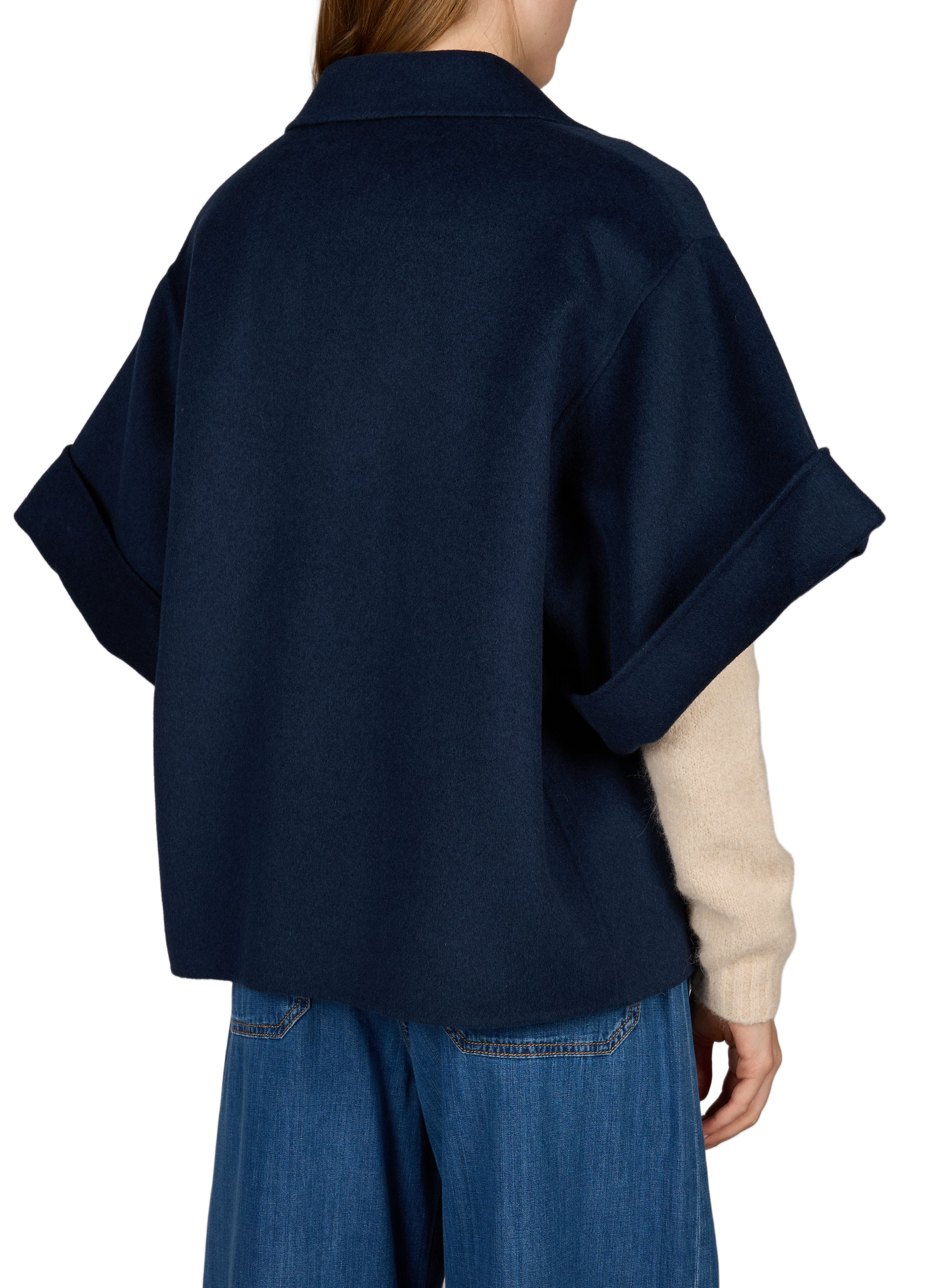 Manteau texturé à manches larges en laine MAX MARA WEEK END Bleu
