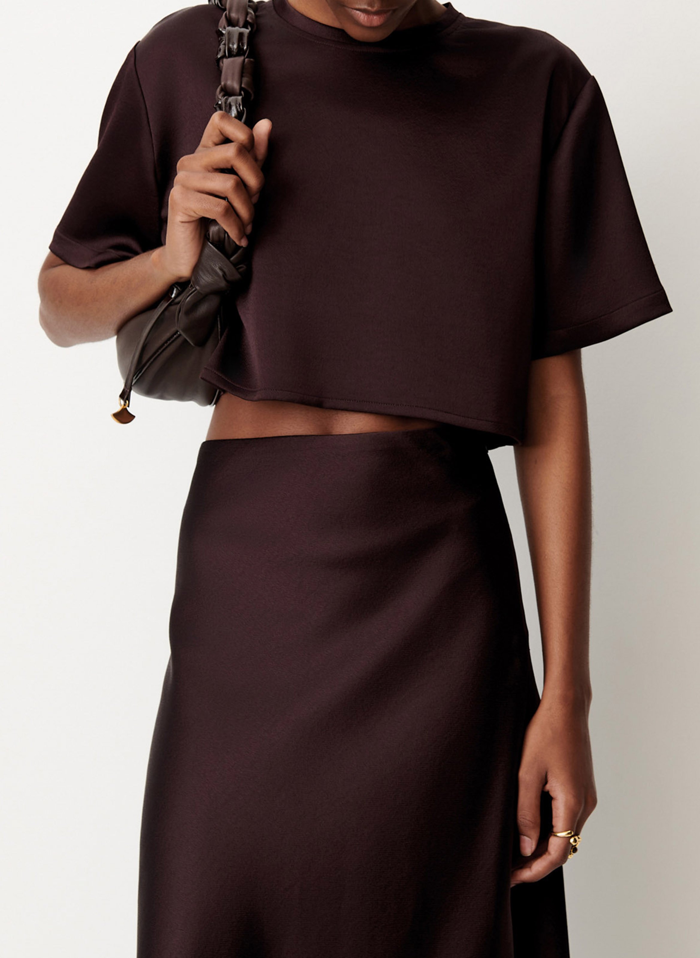 Top droit col rond mocambo SESSUN Marron