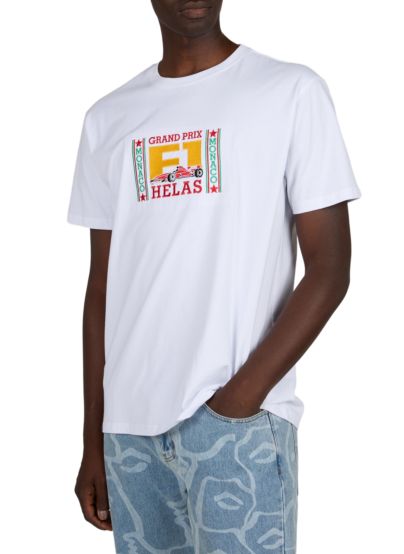 Embroidered straight t-shirt HELAS CAPS White