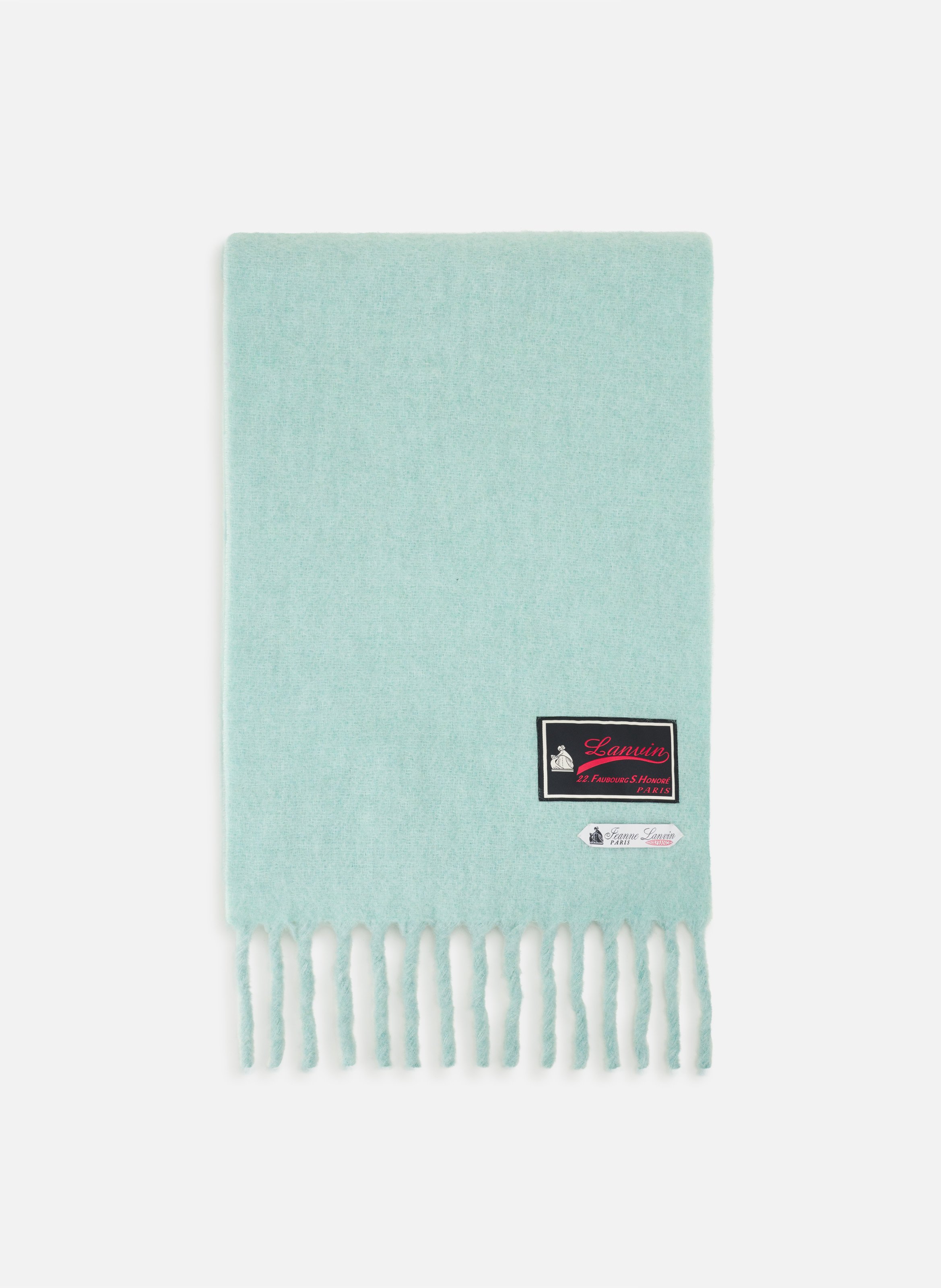 Écharpe à franges étiquette 22 faubourg en laine LANVIN Vert