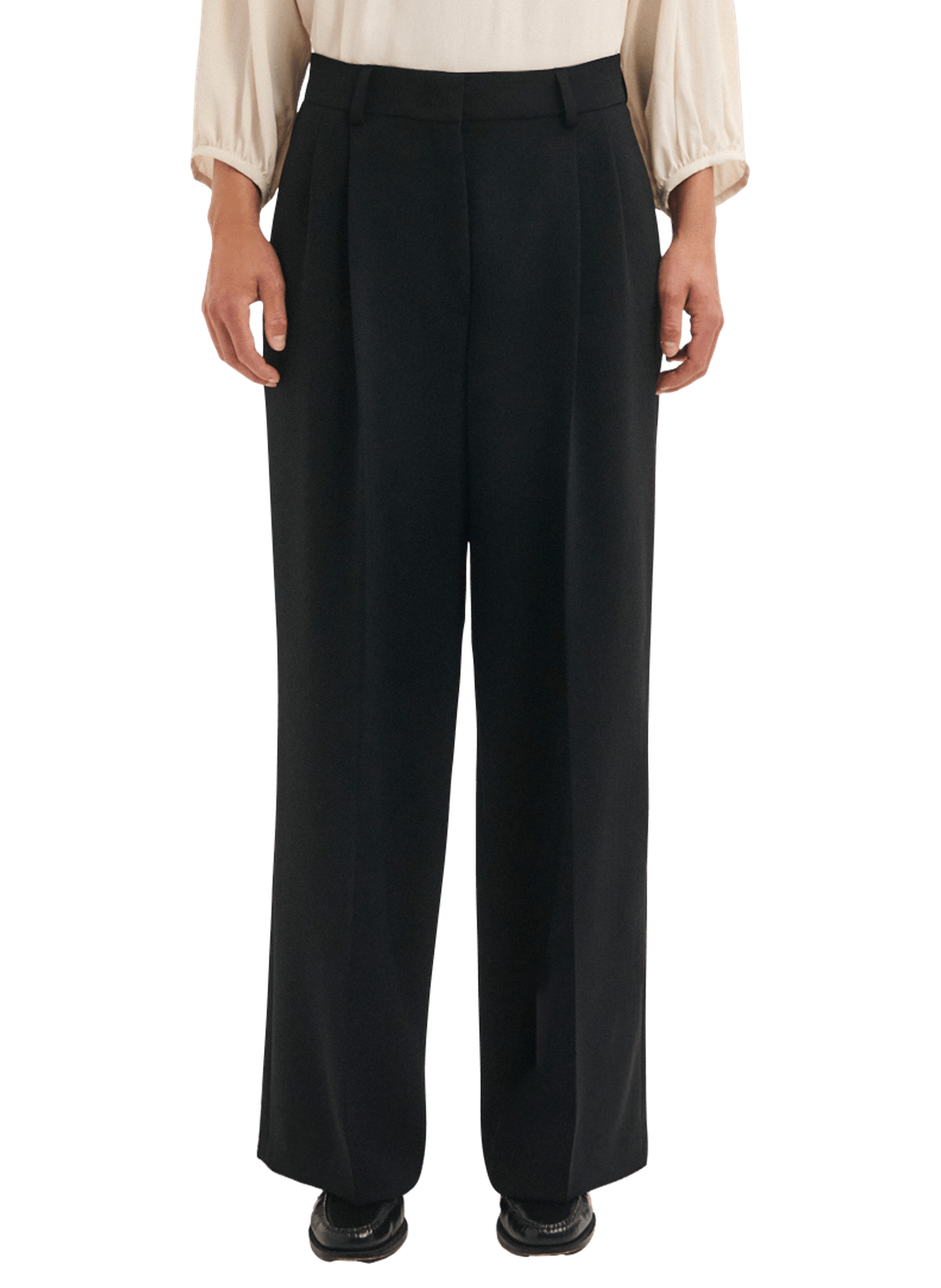 Pantalon large à pinces - maro PABLO Noir