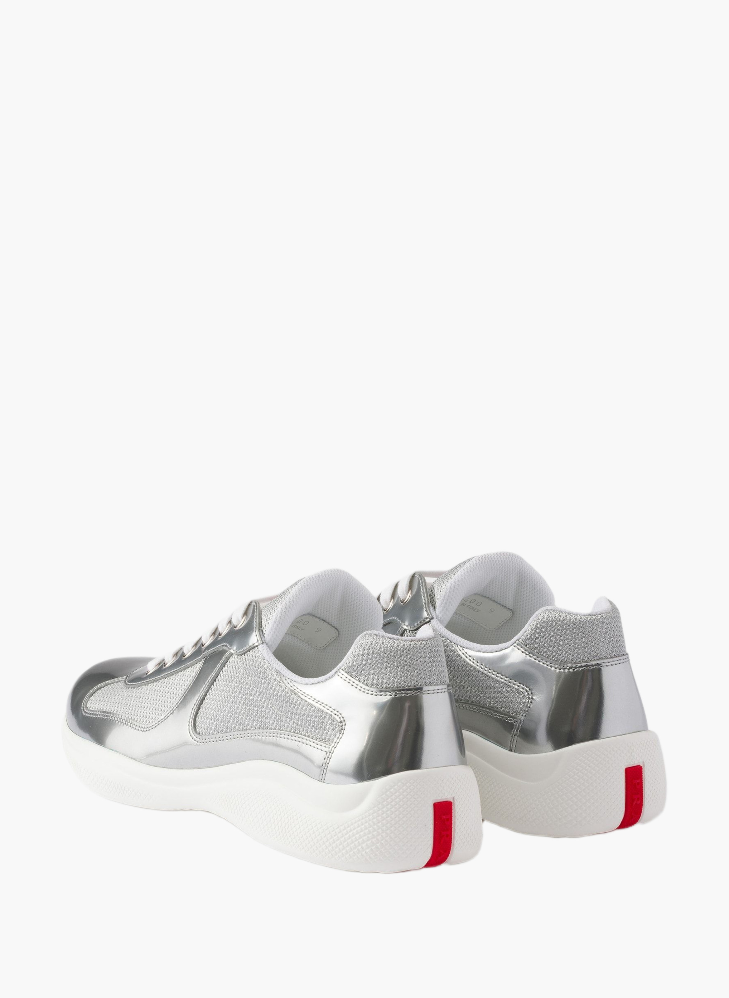 Baskets prada america’s cup en cuir métallisé et t PRADA Argent