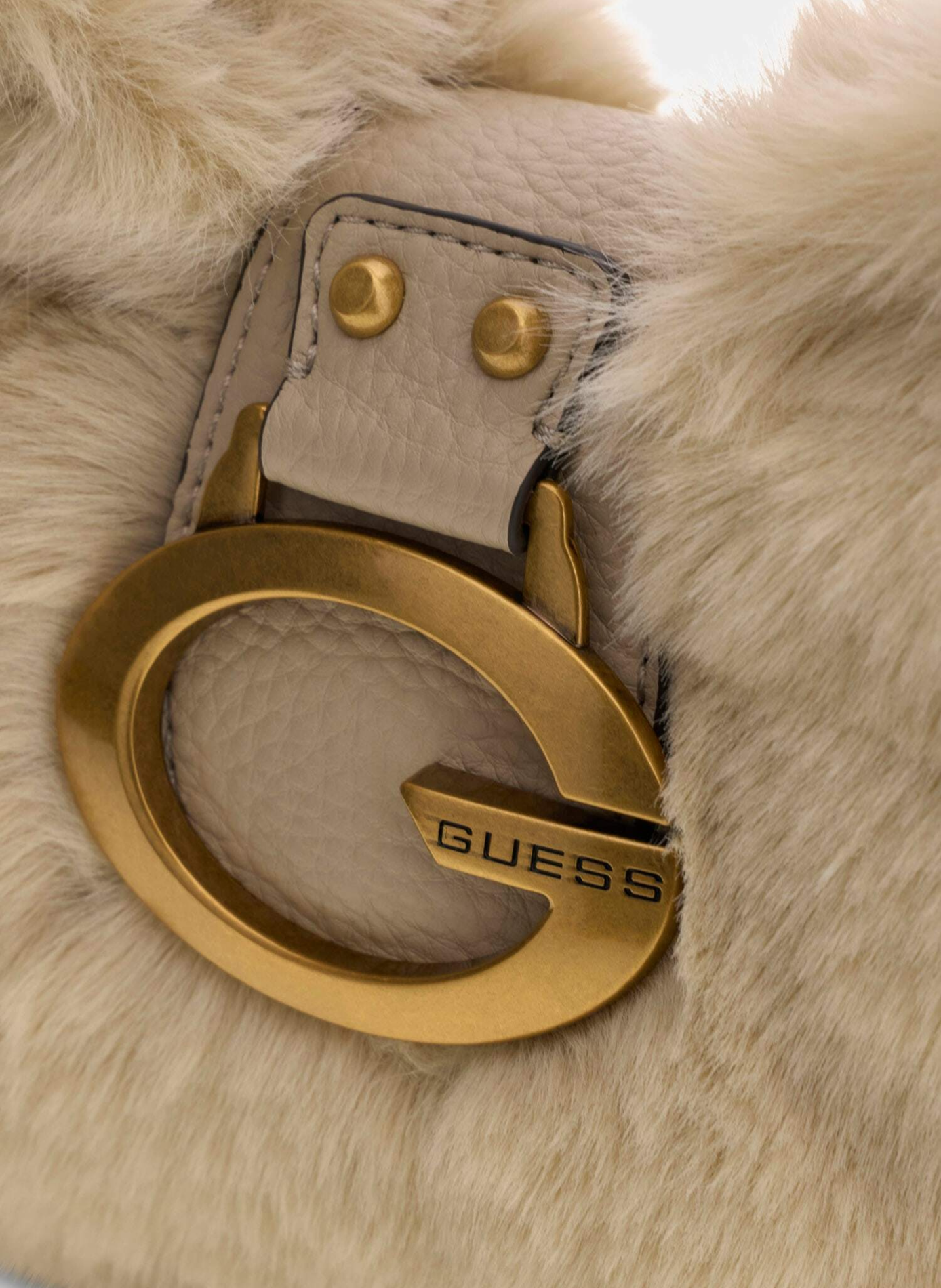 Mini Camden shoulder bag in faux fur effect GUESS Beige