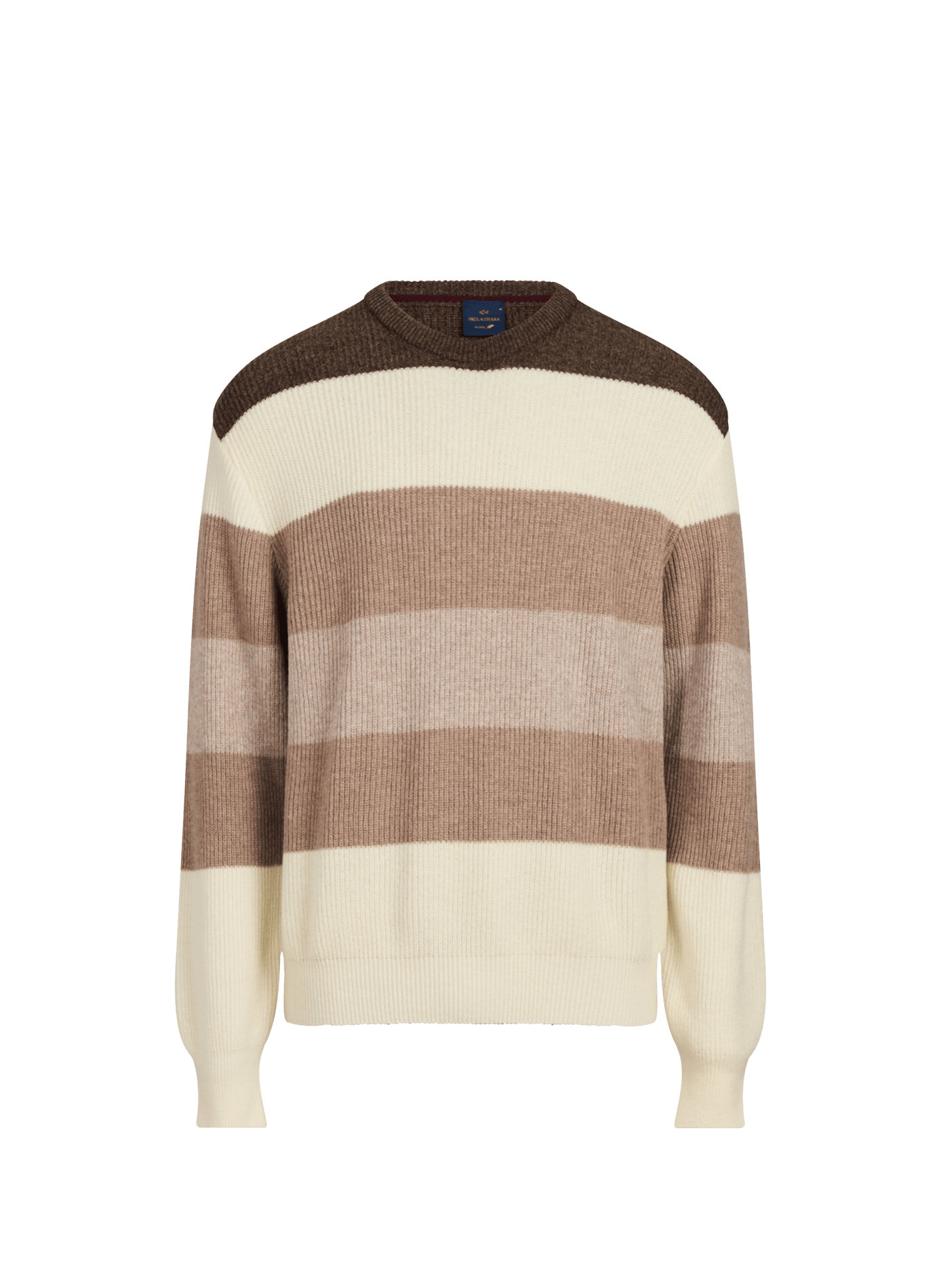 Loose-Fitting Striped Crew-Neck Wool Sweater PAUL & SHARK Beige