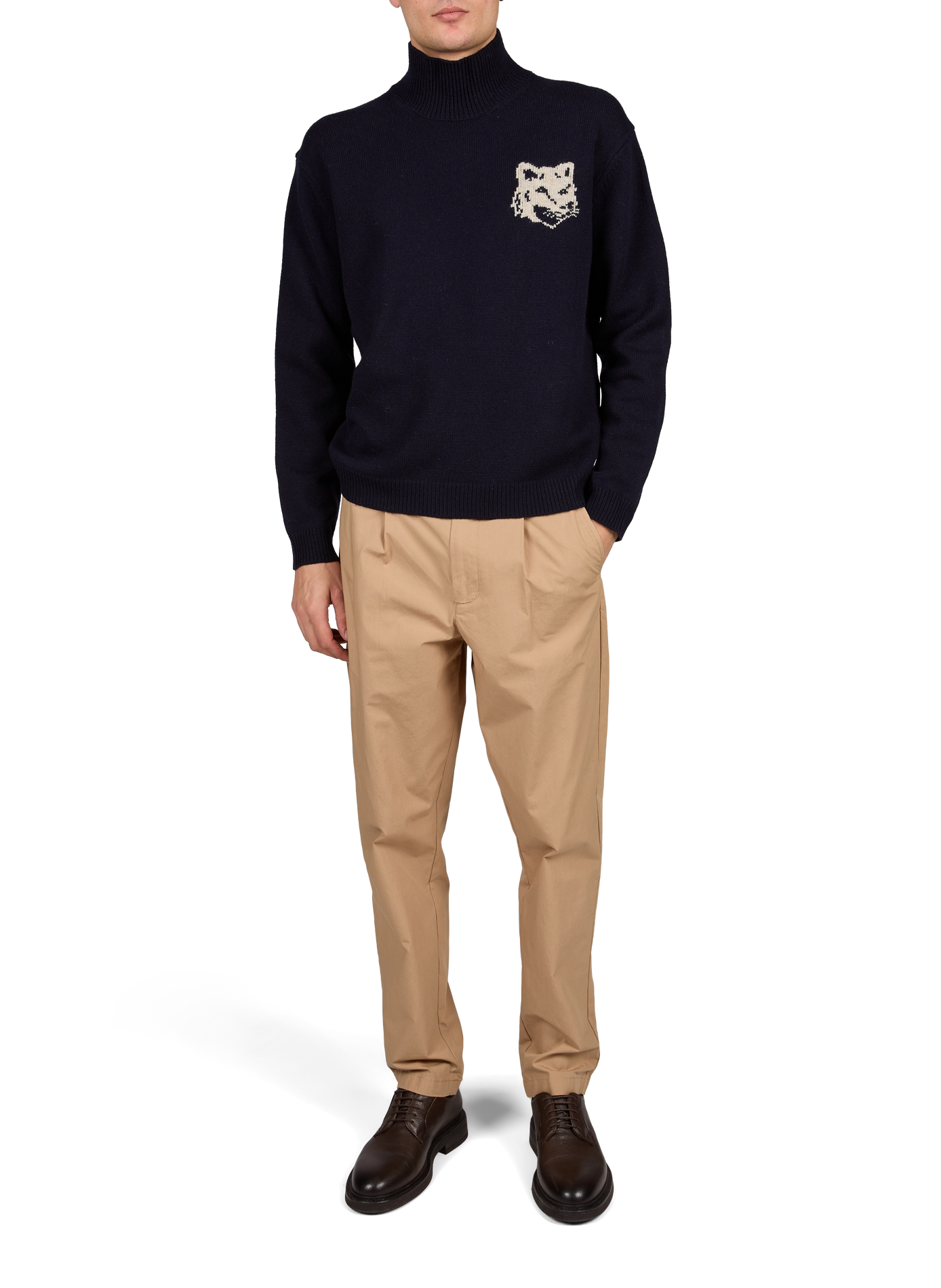 Wollpullover mit geradem Stehkragen MAISON KITSUNÉ Blau