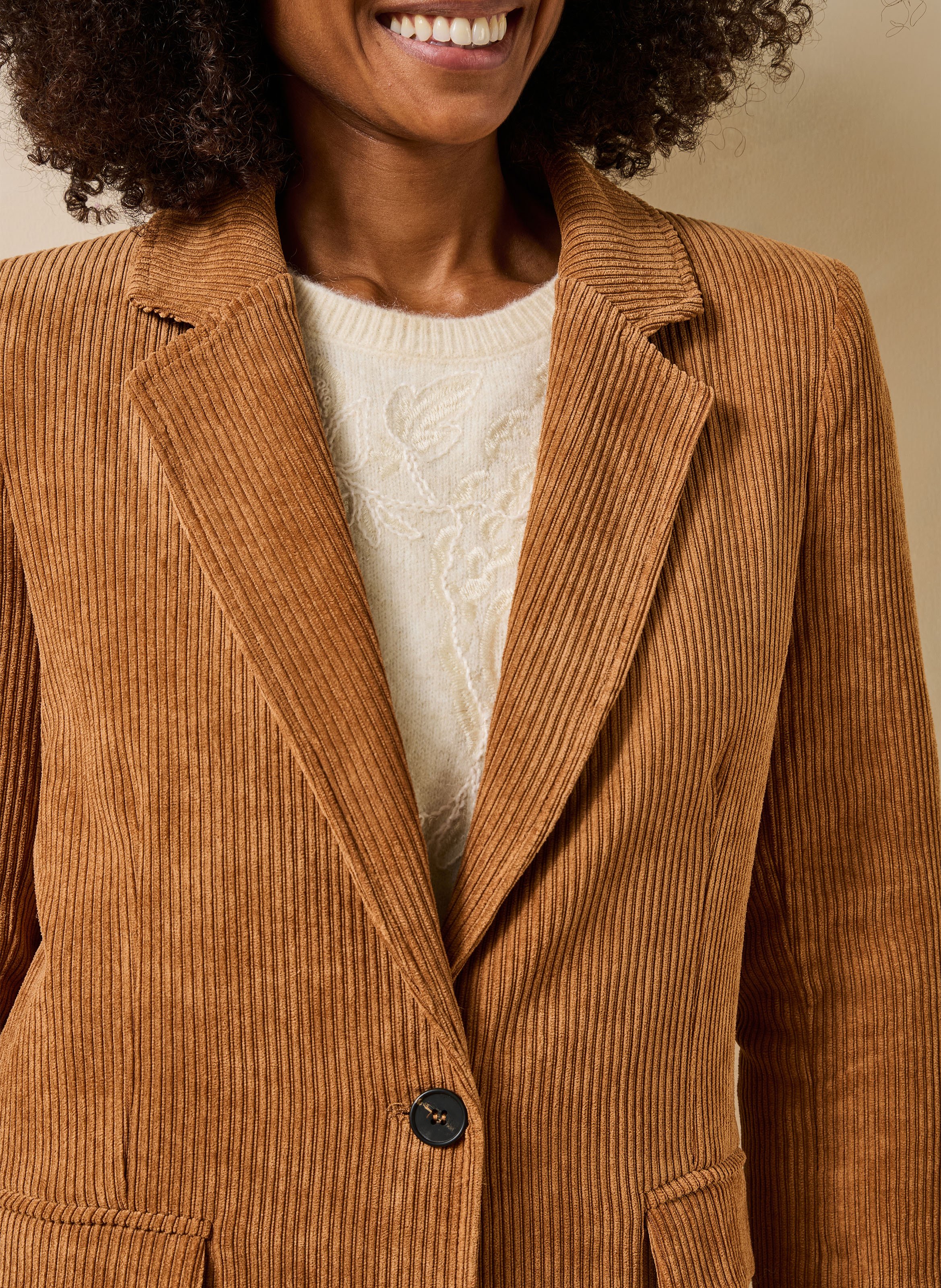Recht gesneden blazer van ribfluweel LA FEE MARABOUTEE Bruin