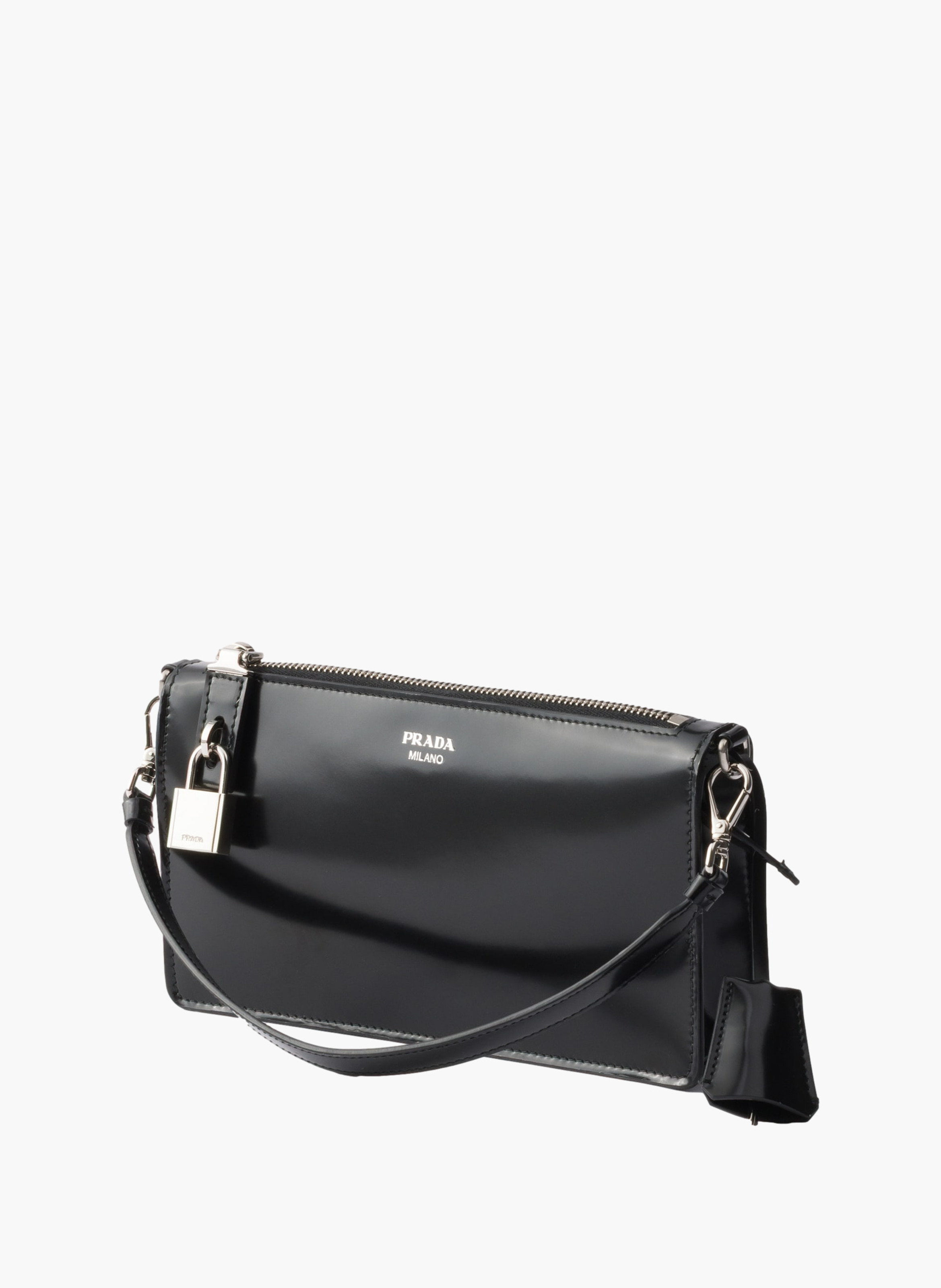Mini pochette en cuir brossé PRADA Noir