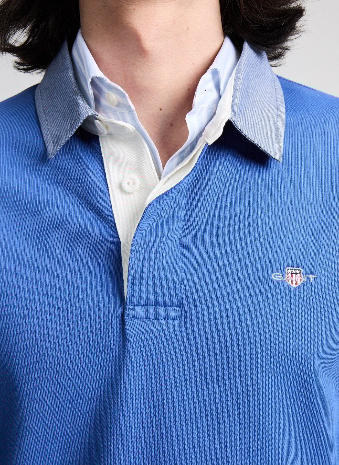 Long-sleeved polo shirt Blue