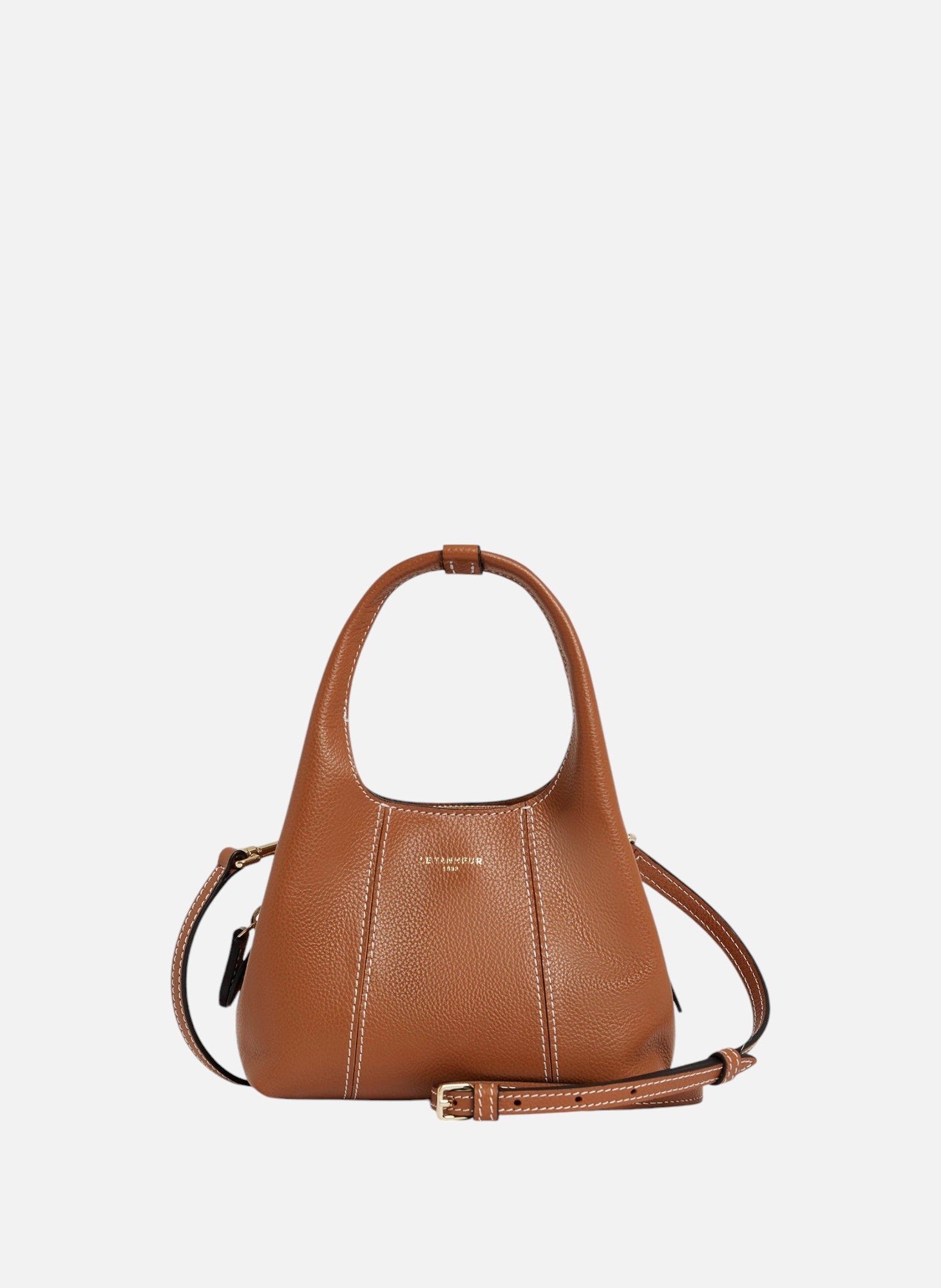 Mini sac à main juliette en cuir grainé  Marron tan