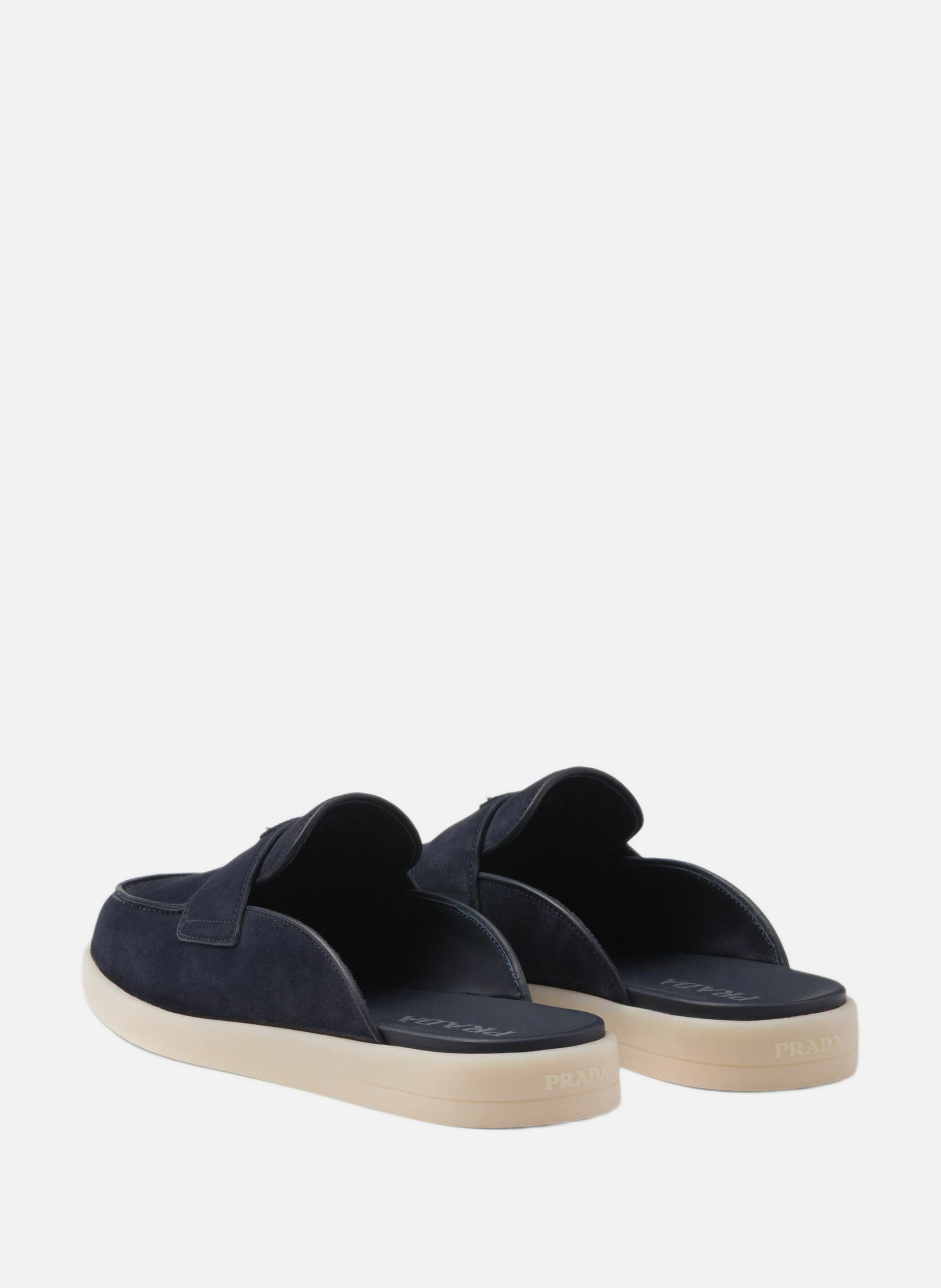 Mules en veau velours PRADA Bleu