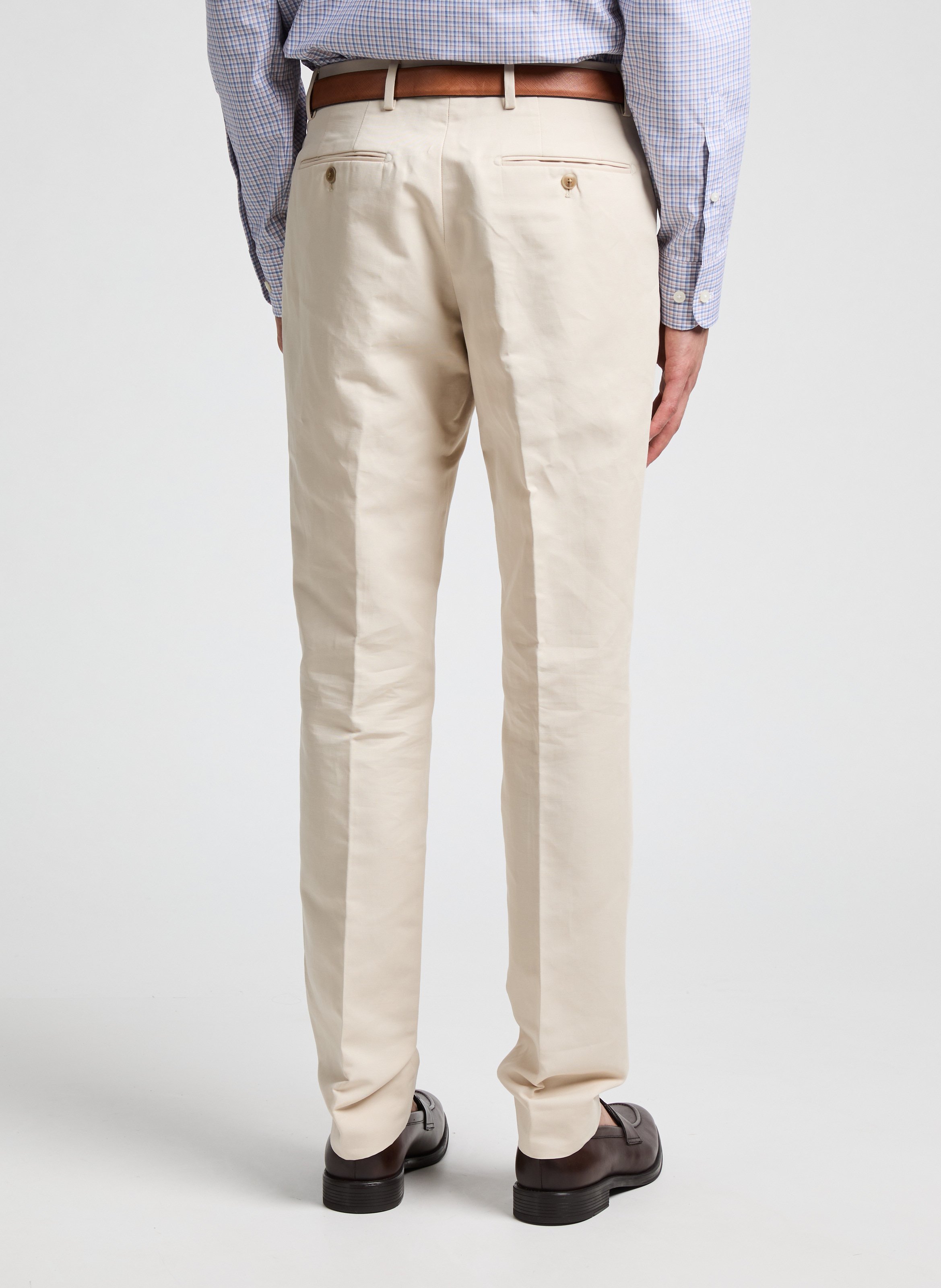 Slim cotton and linen trousers HACKETT White