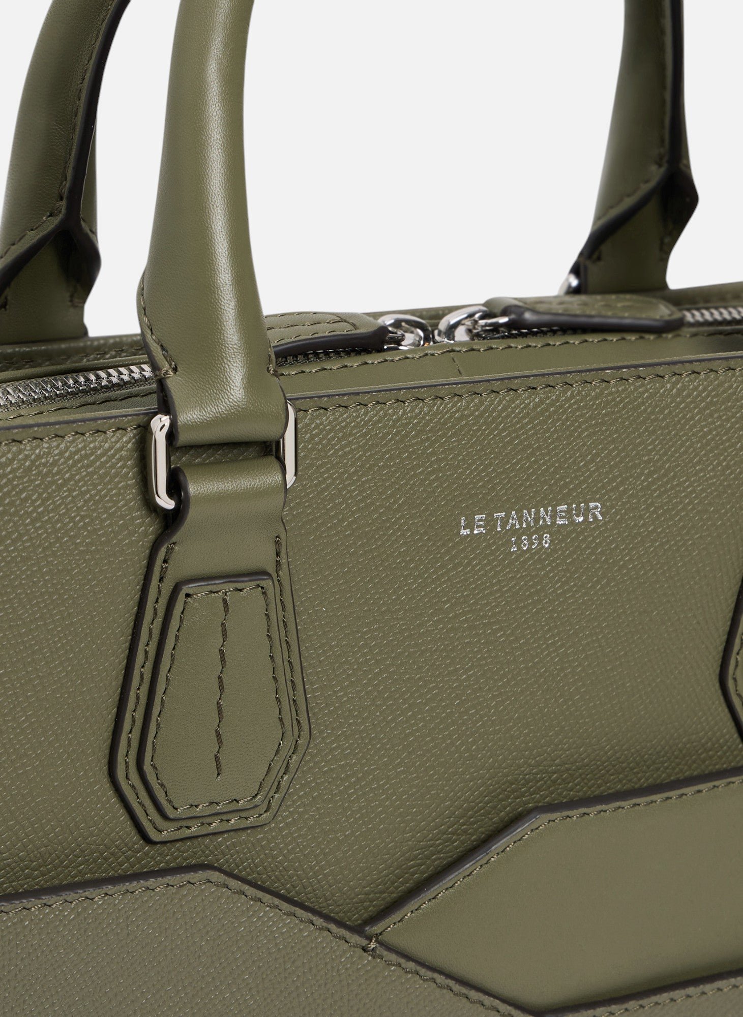 Porte documents 15" gaston en cuir grain croisé LE TANNEUR Vert