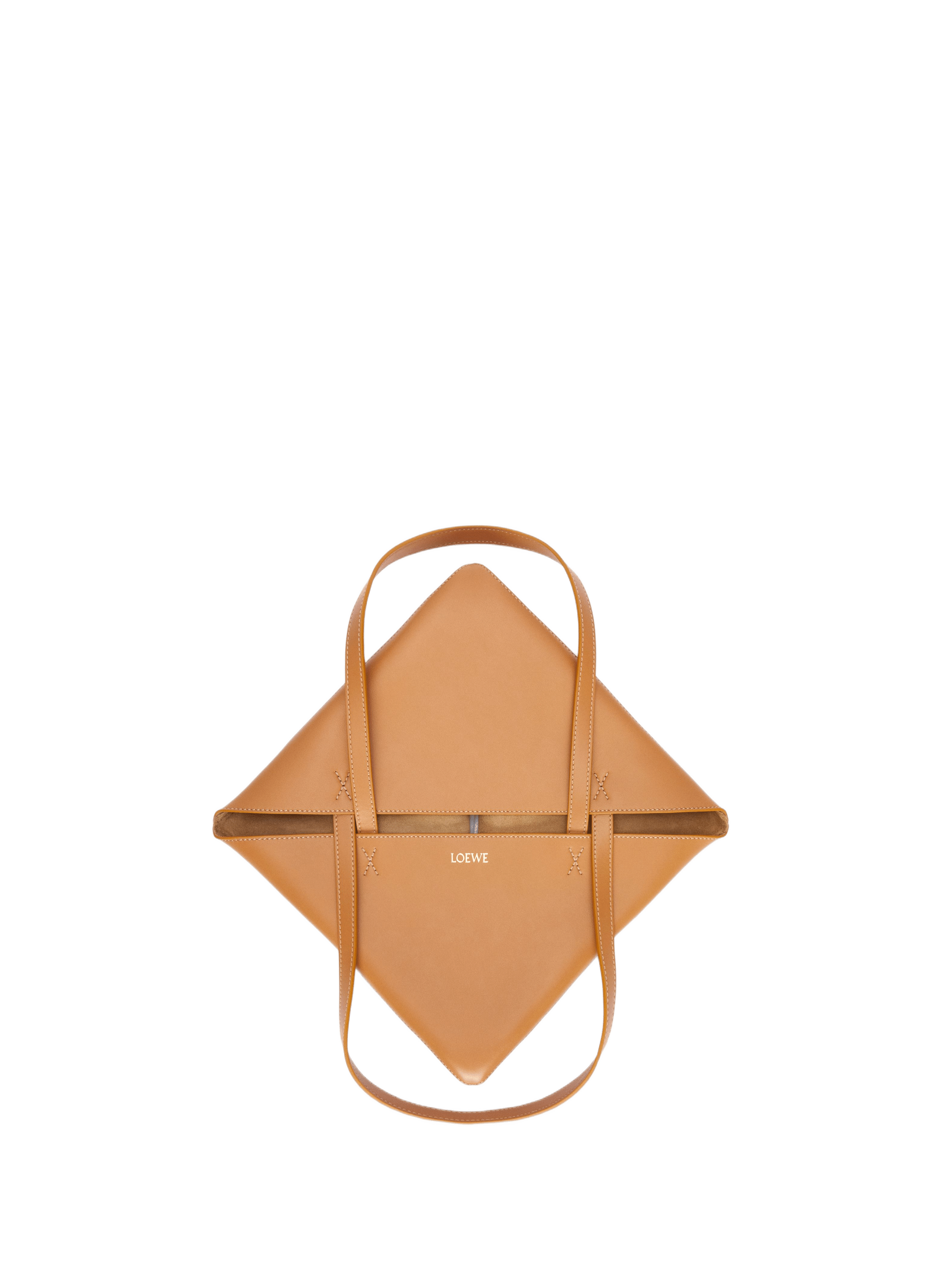 Tote Puzzle Fold moyen en cuir de veau brillant LOEWE Marron