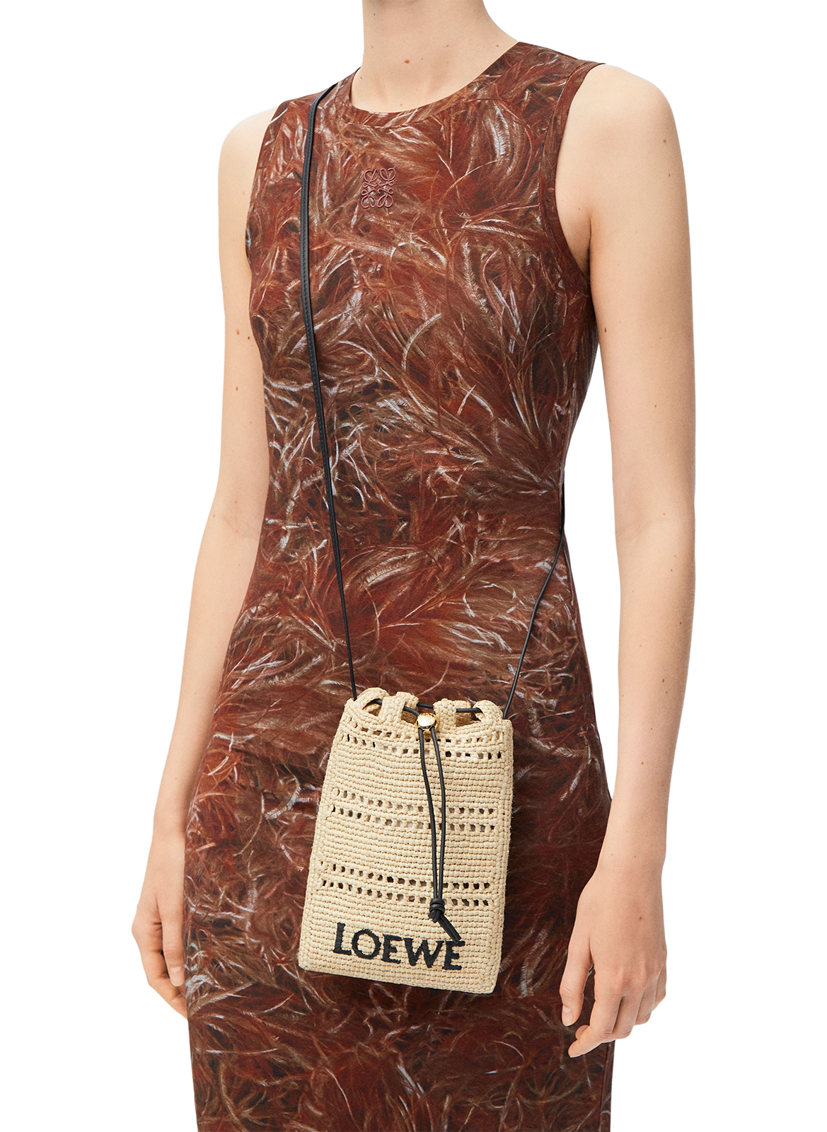 Raffia and leather shoulder bag LOEWE Beige