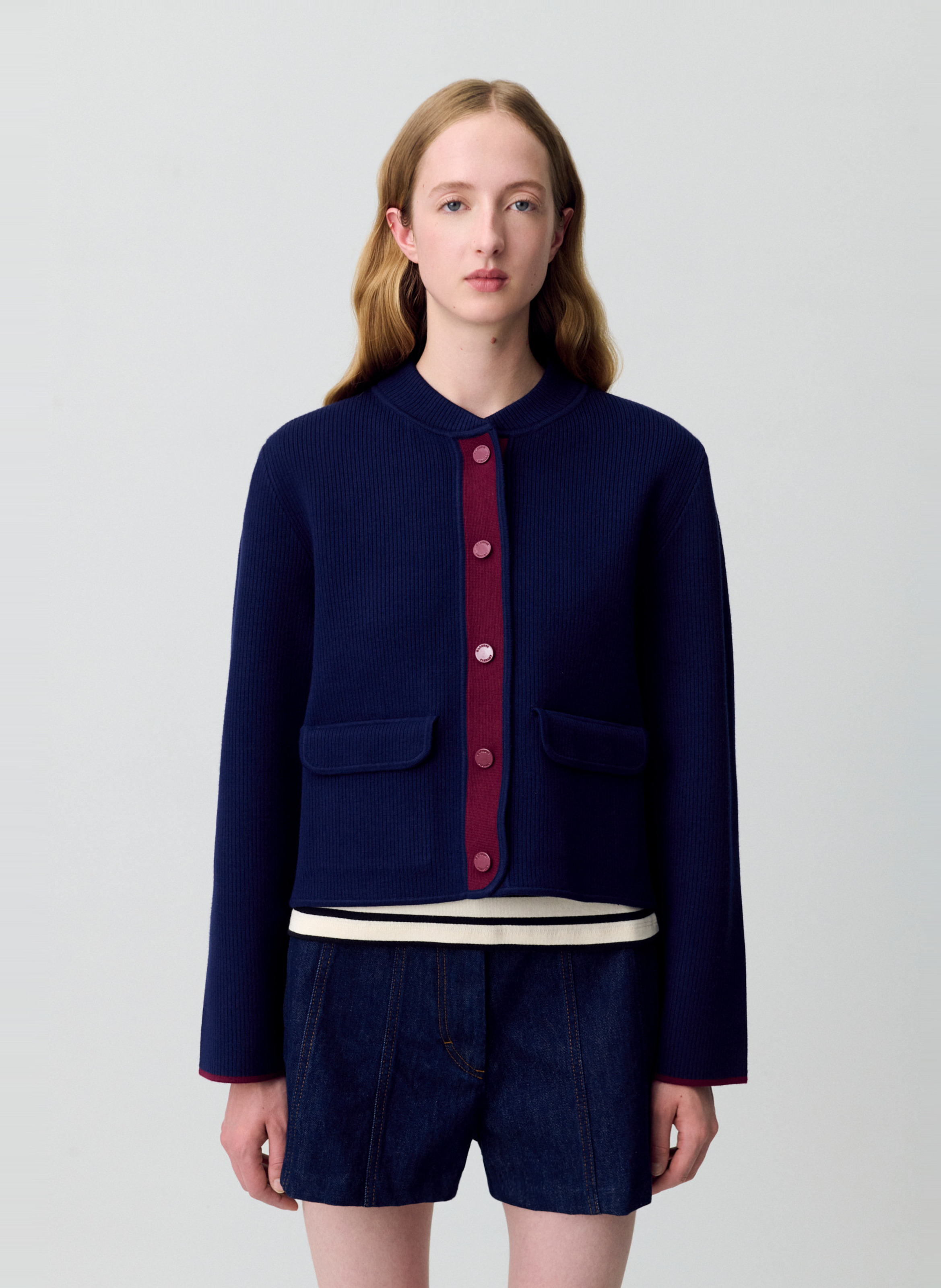CLAUDIE PIERLOT Cardigan col teddy bicolore Multicolore