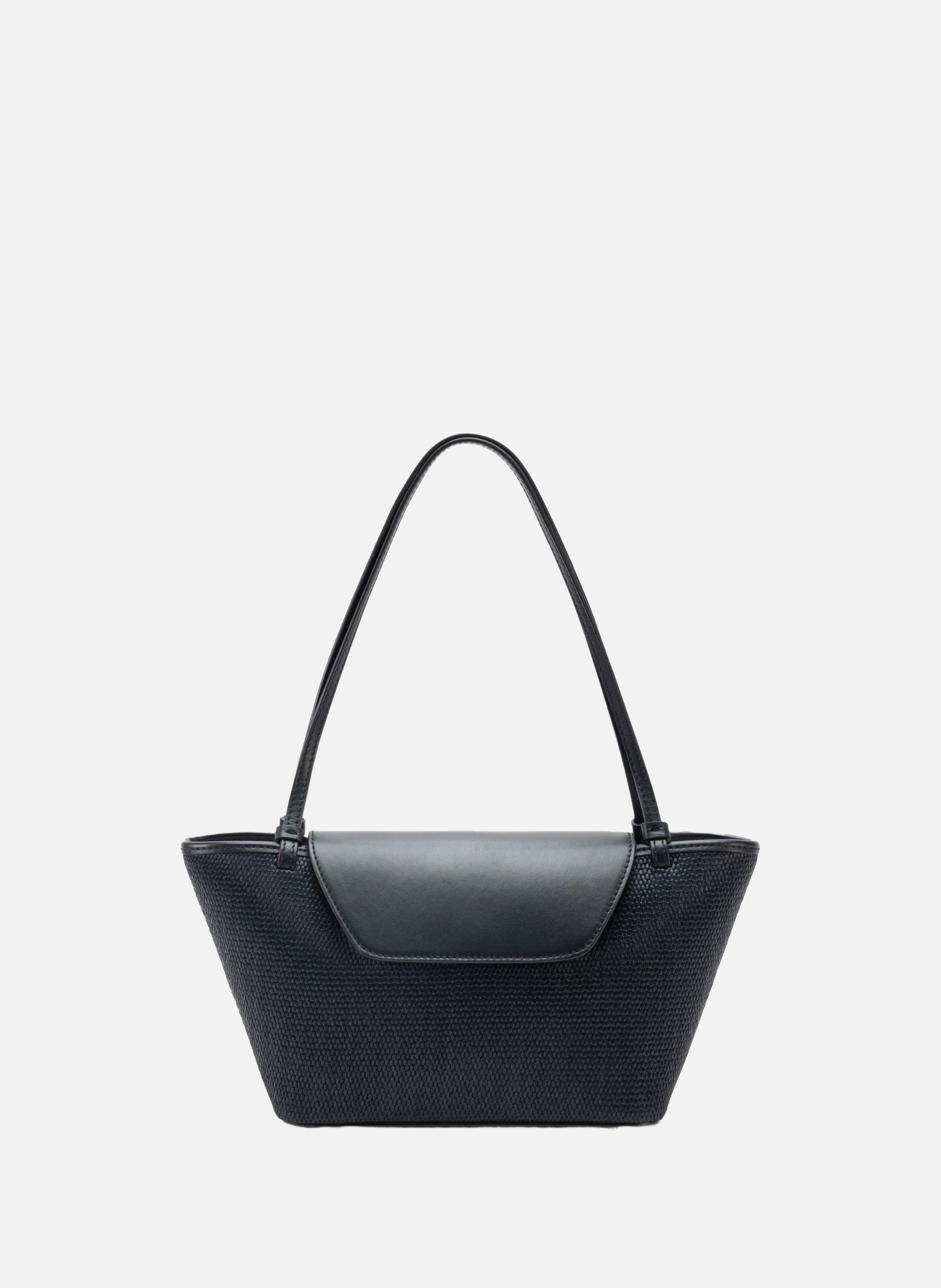 Sac cabas courrier en raphia ELLEME Noir