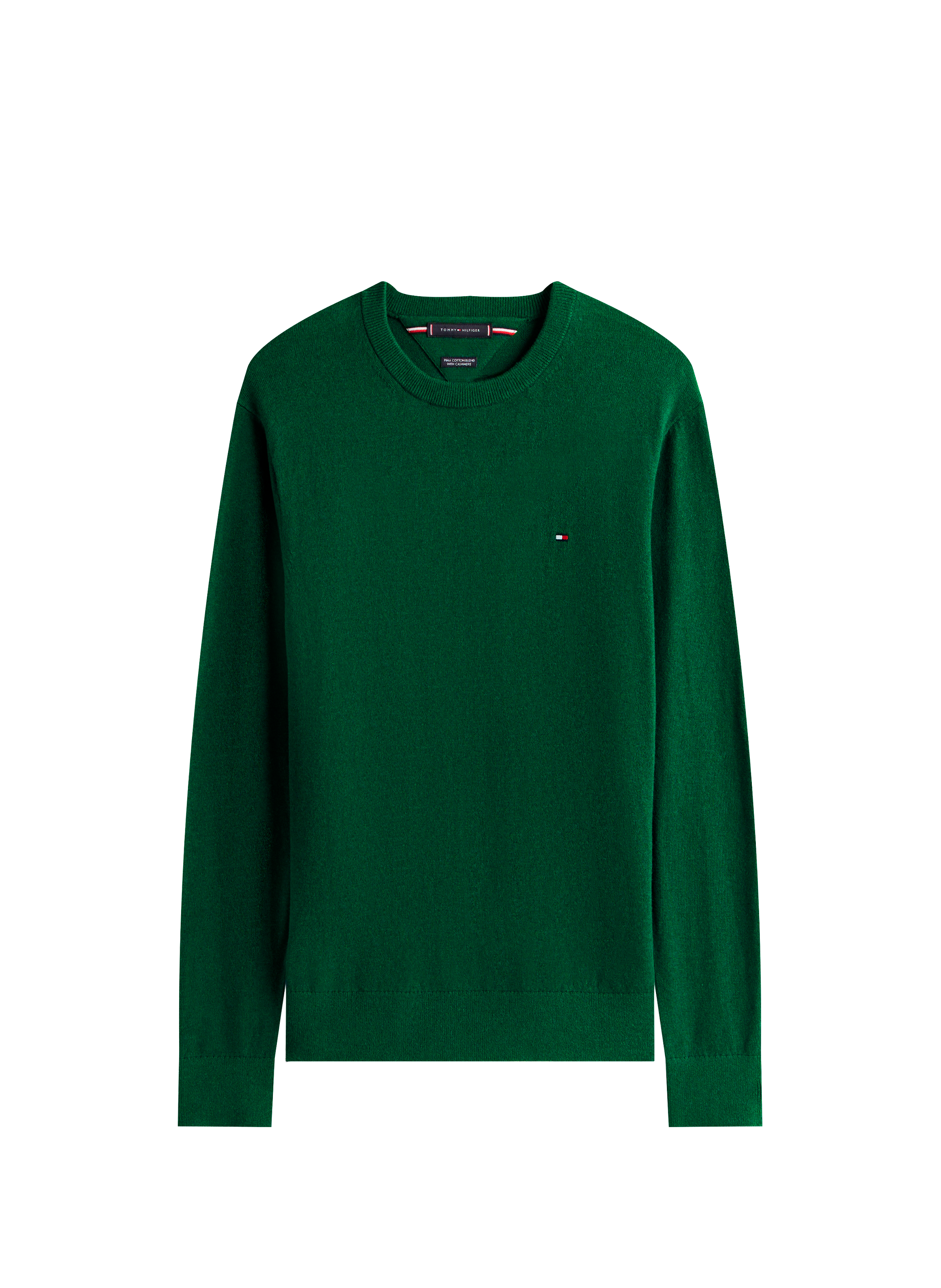 Pull col rond en coton et cachemire TOMMY HILFIGER Vert
