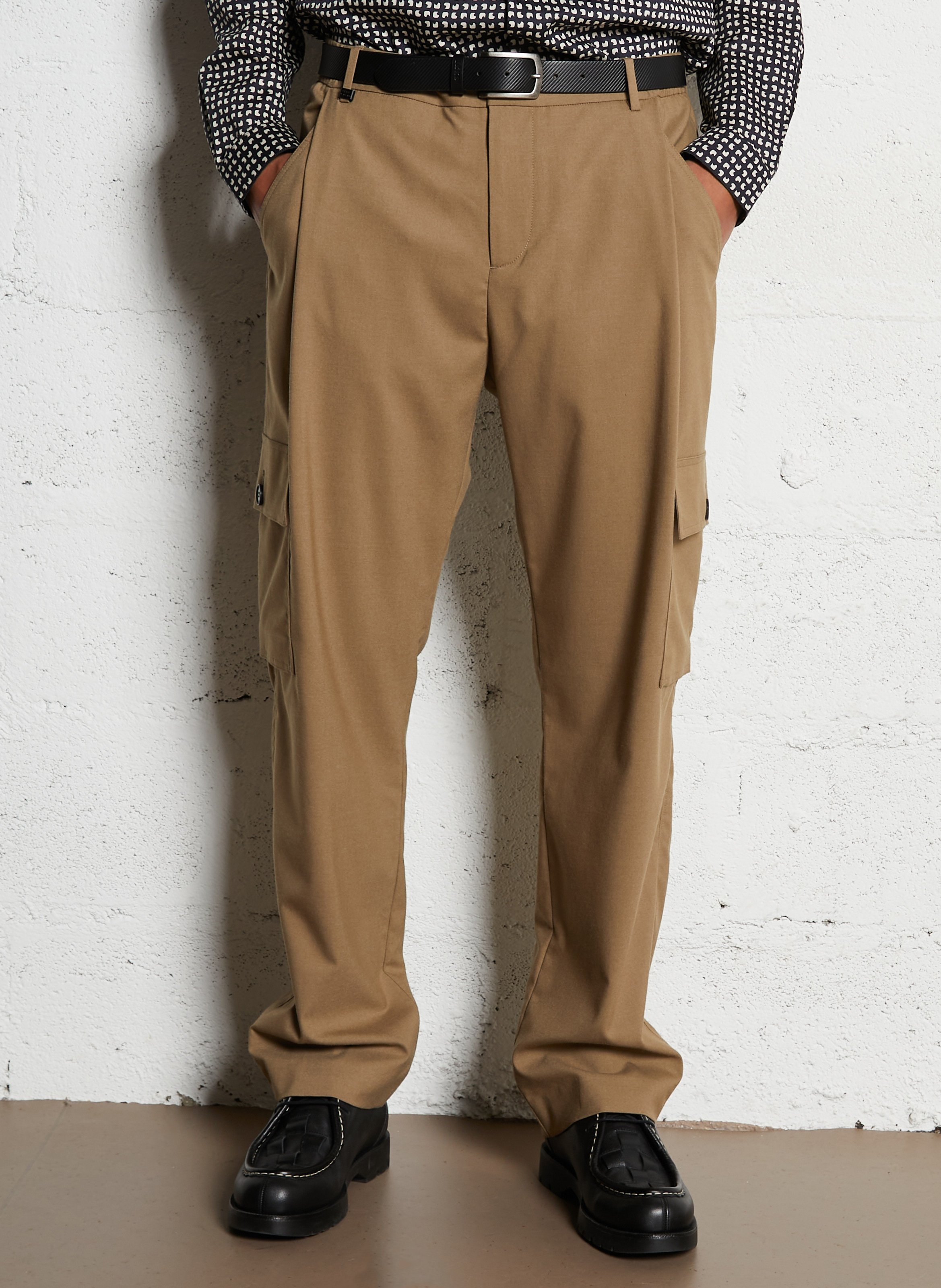 Pantalon droit cargo uni à poches IKKS Beige