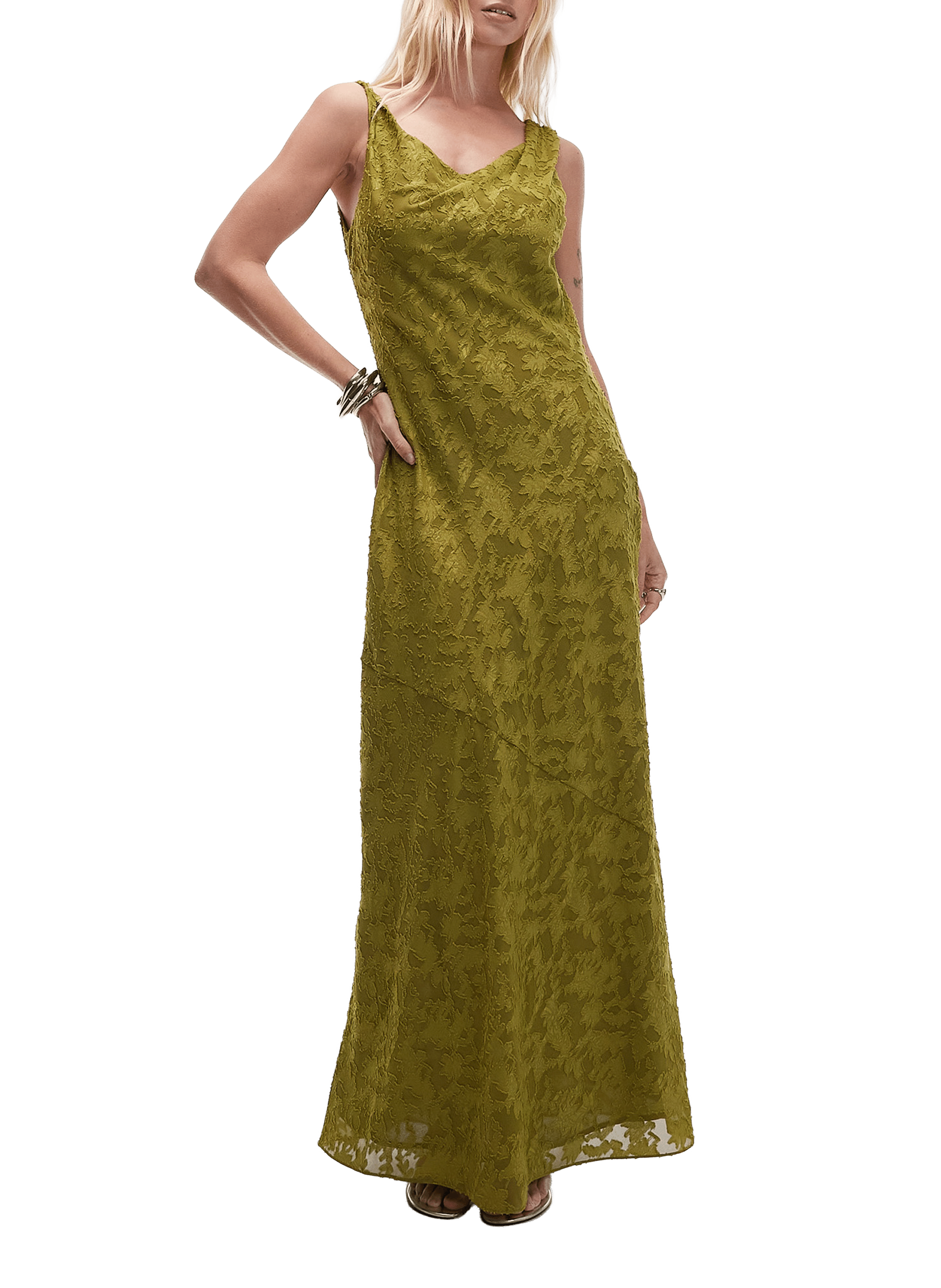 TOPSHOP Robe midi col rond Vert