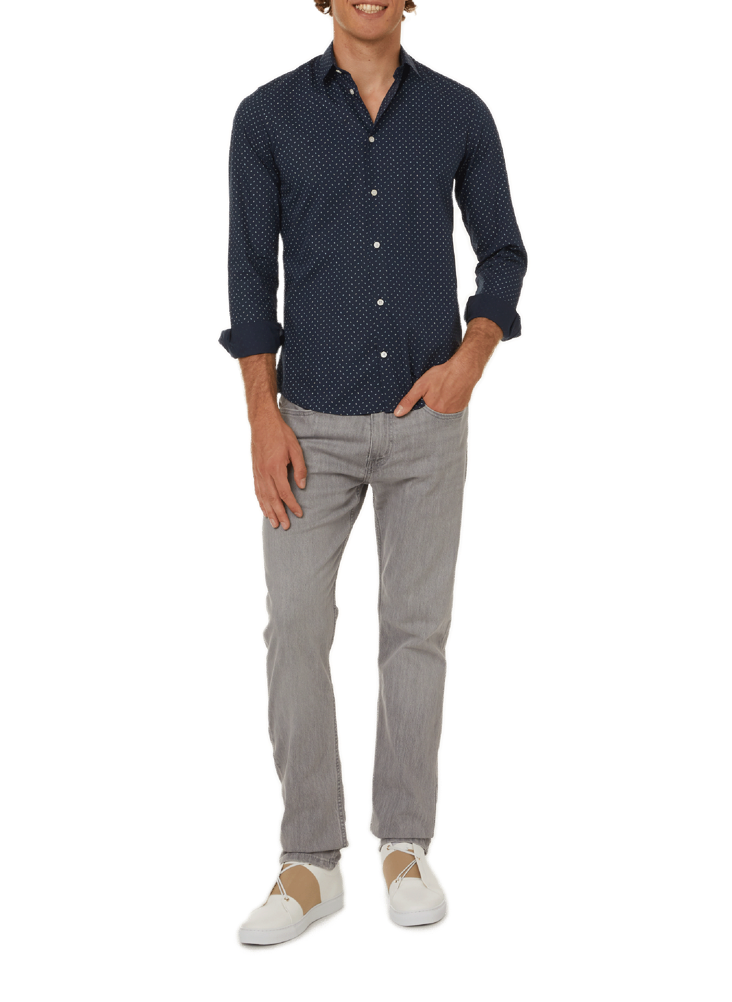 Patterned slim-fit shirt AU PRINTEMPS PARIS Blue