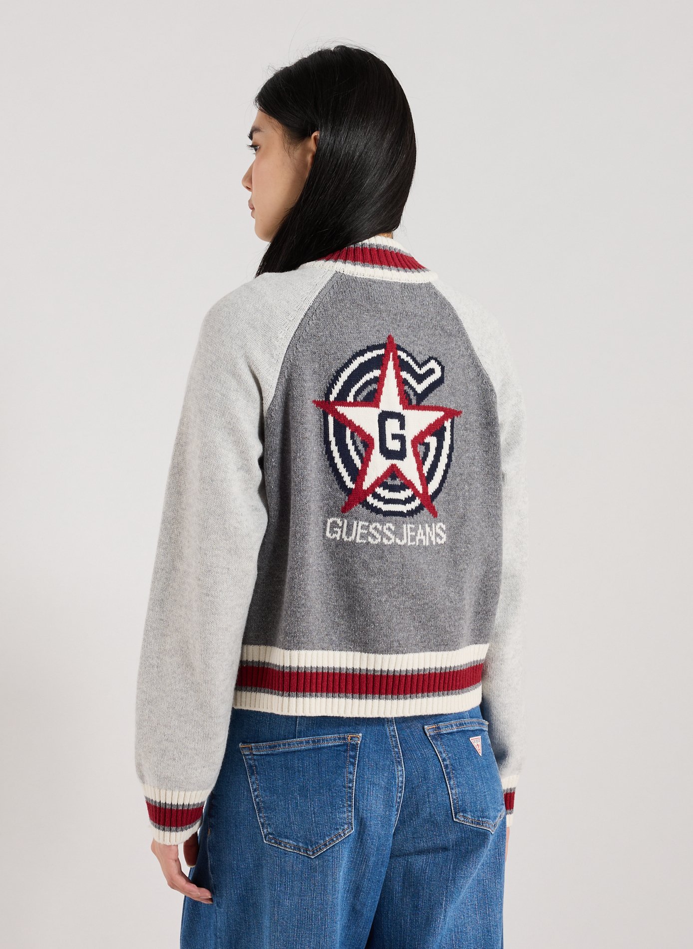 Veste col montant en coton et laine mélangés GUESS Multicolore