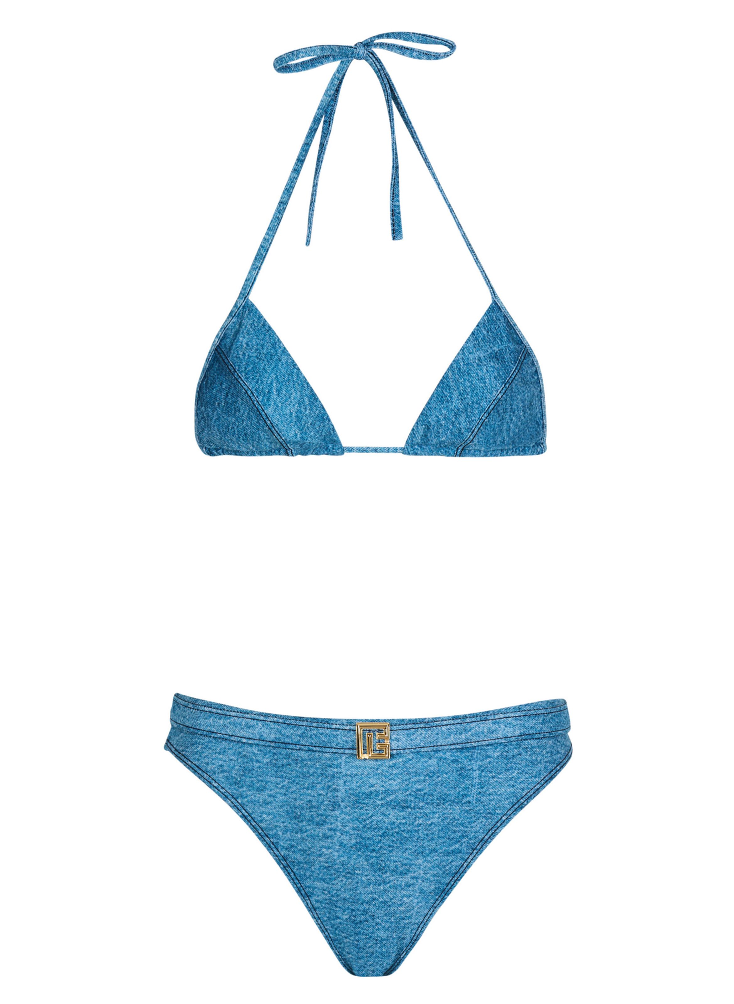 Maillot de bain 2 pièces denim BALMAIN Bleu