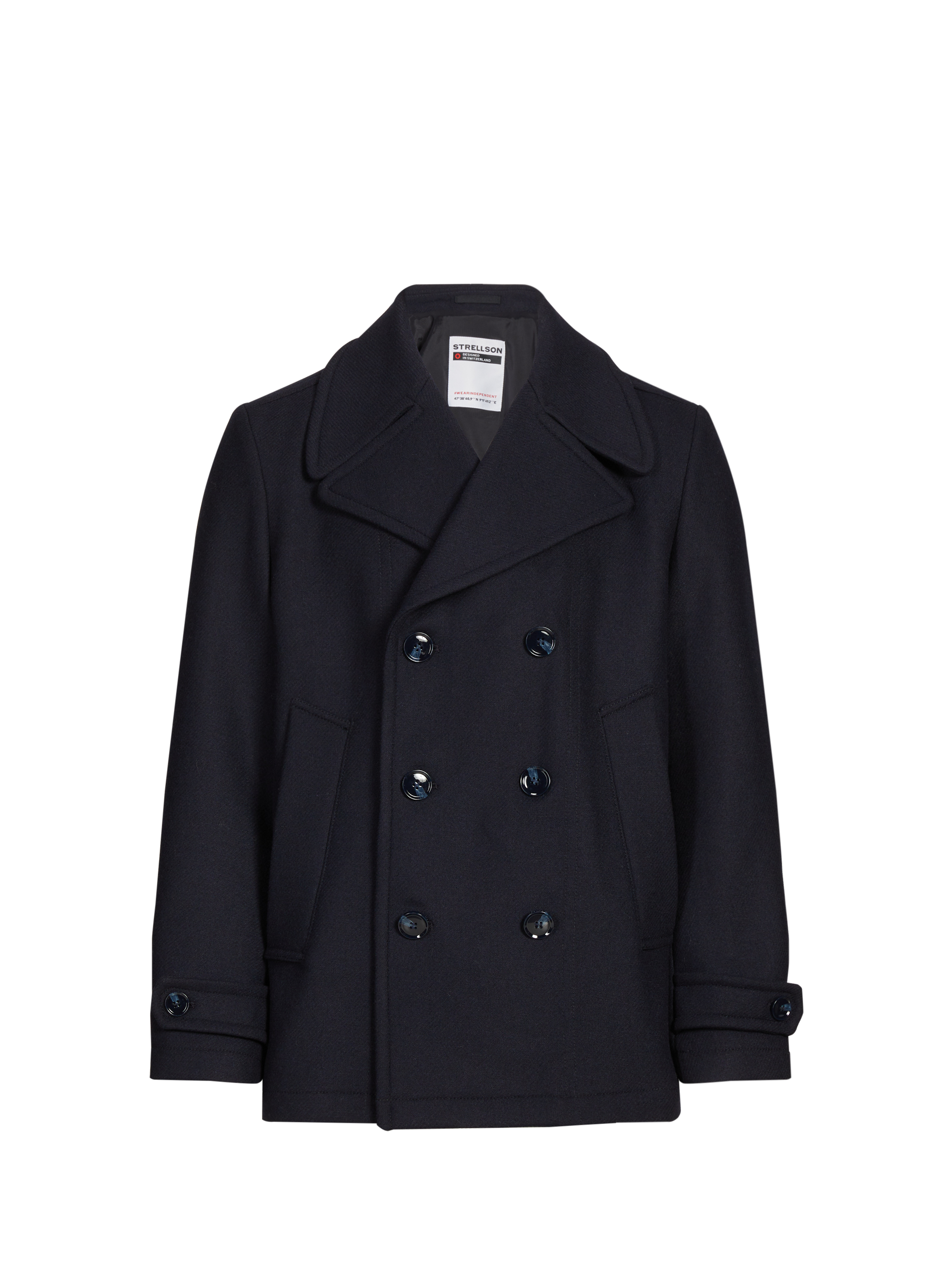 STRELLSON Straight wool-blend coat with classic collar Blue