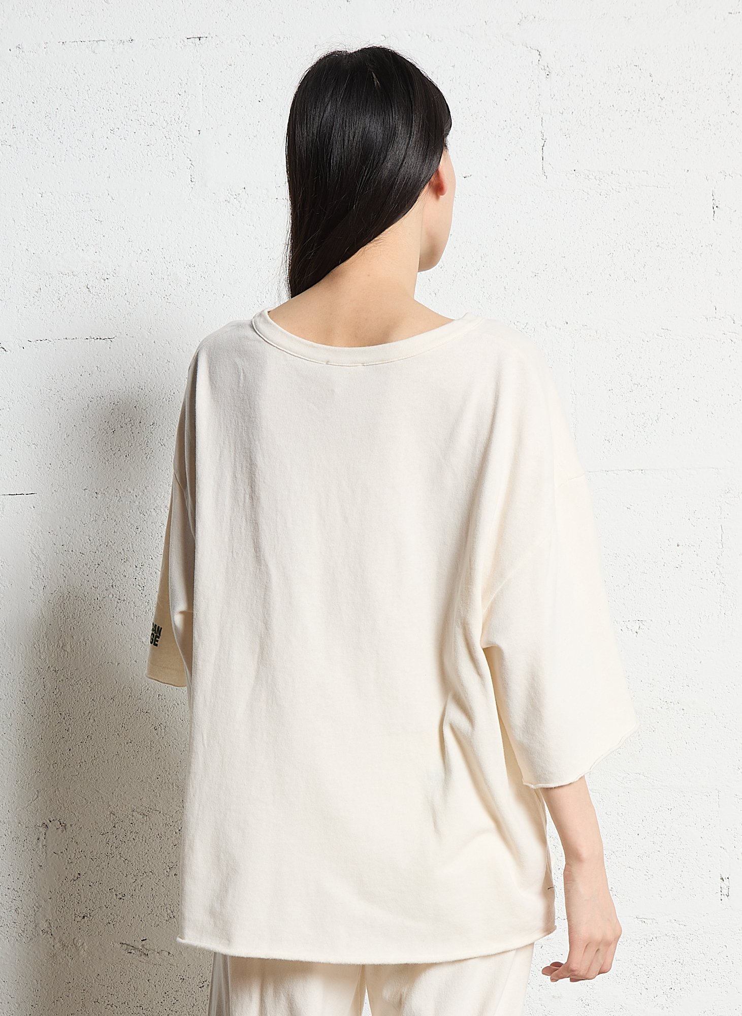 Tee-shirt oversize col rond en coton ykobow AMERICAN VINTAGE Beige