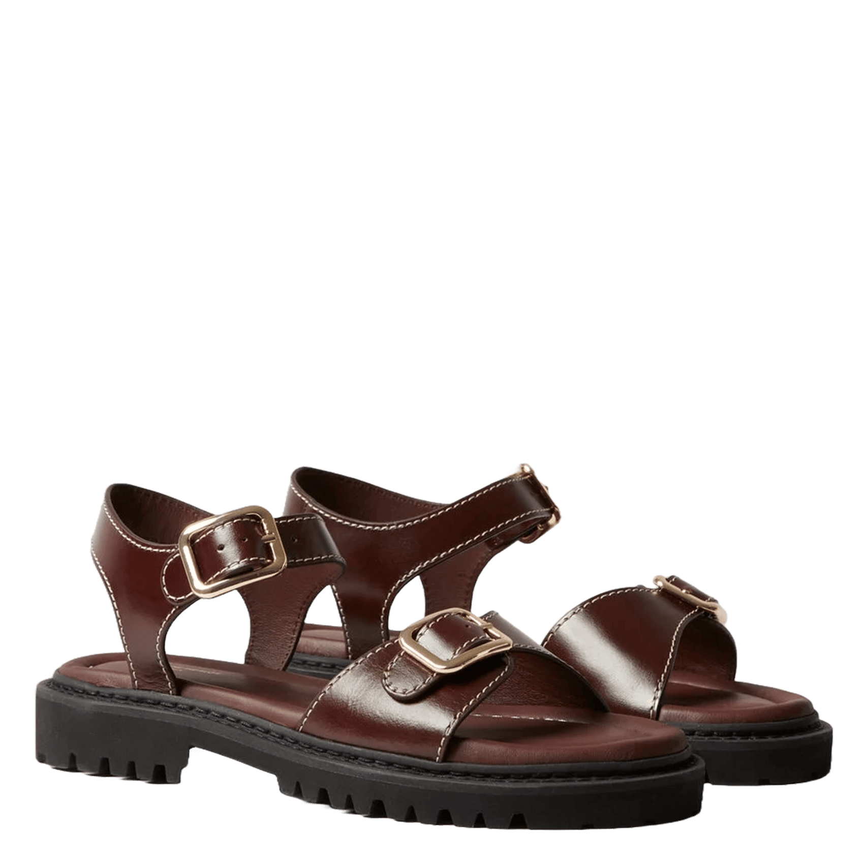 Sandales plate en cuir CLAUDIE PIERLOT Marron