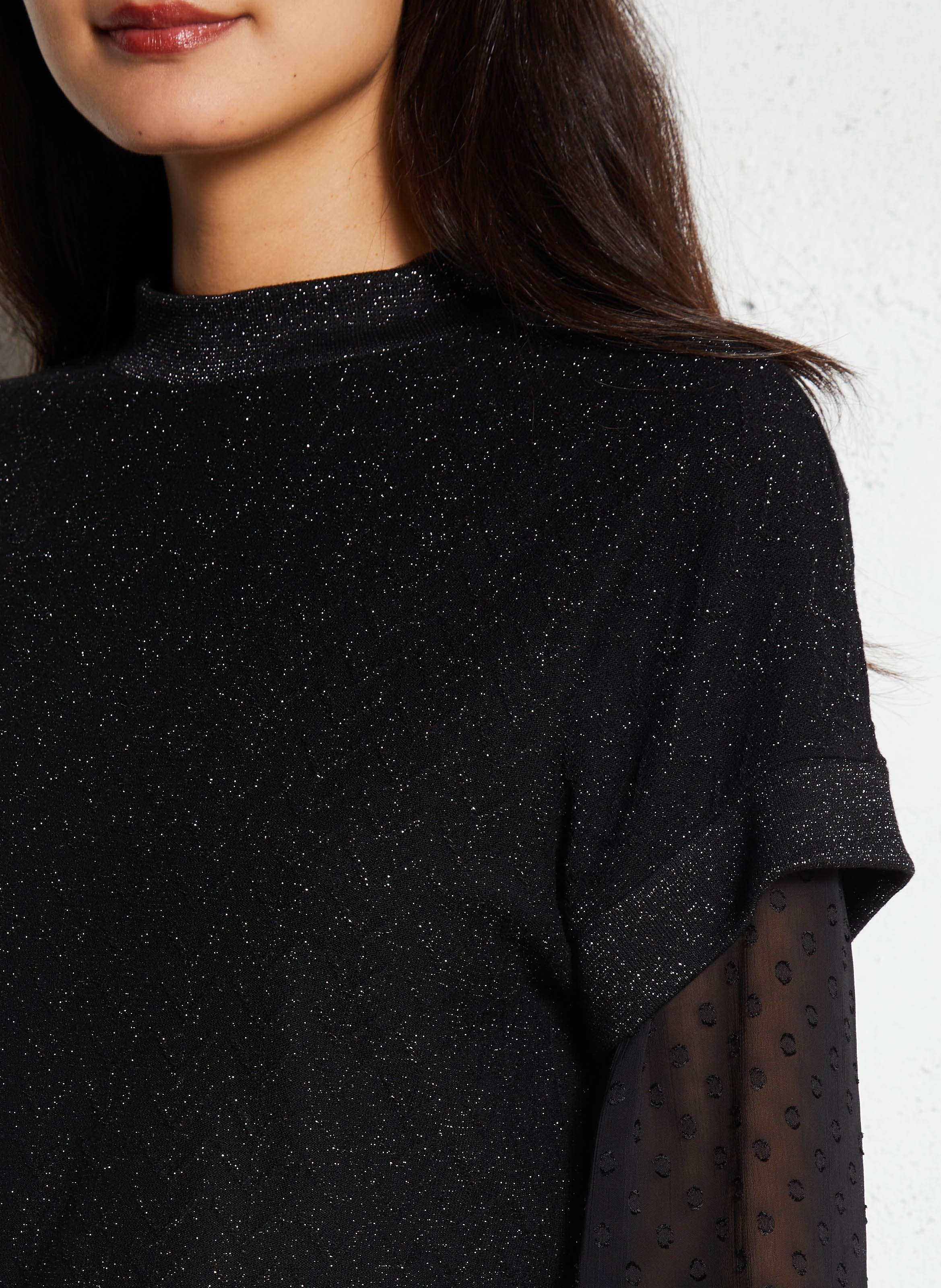 Top droit en maille IKKS Noir