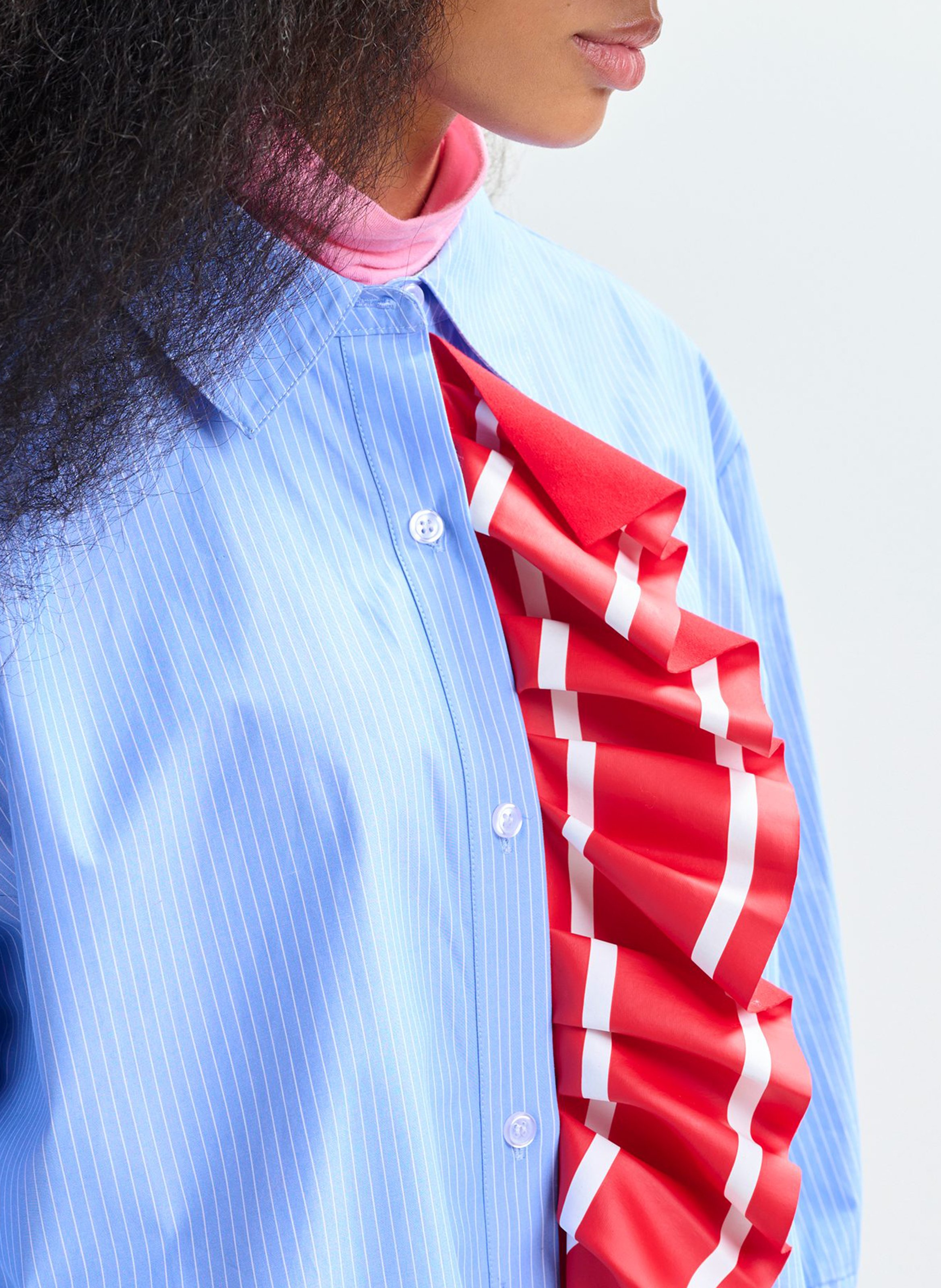 Chemise oversize col classique en coton rayé juf ESSENTIEL ANTWERP Bleu