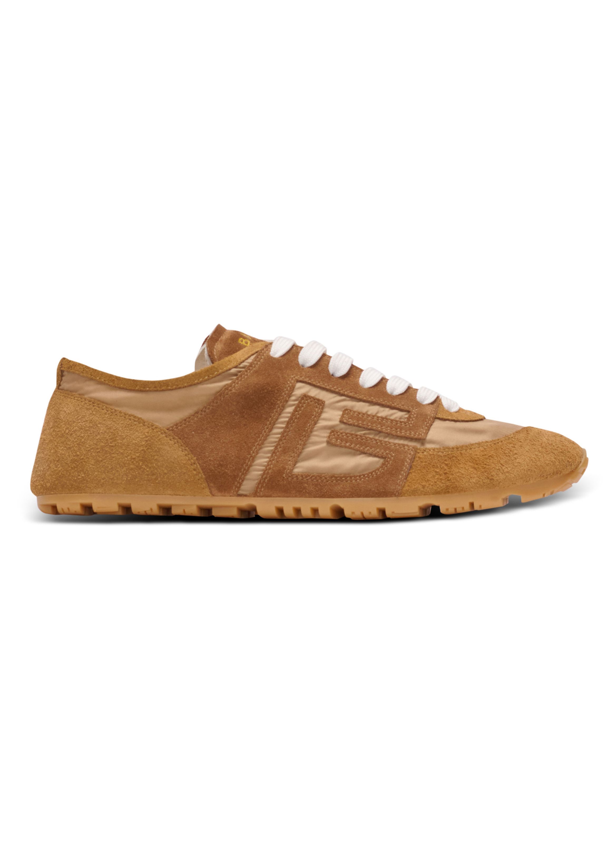 Baskets racer 45 en daim et nylon BALMAIN Marron
