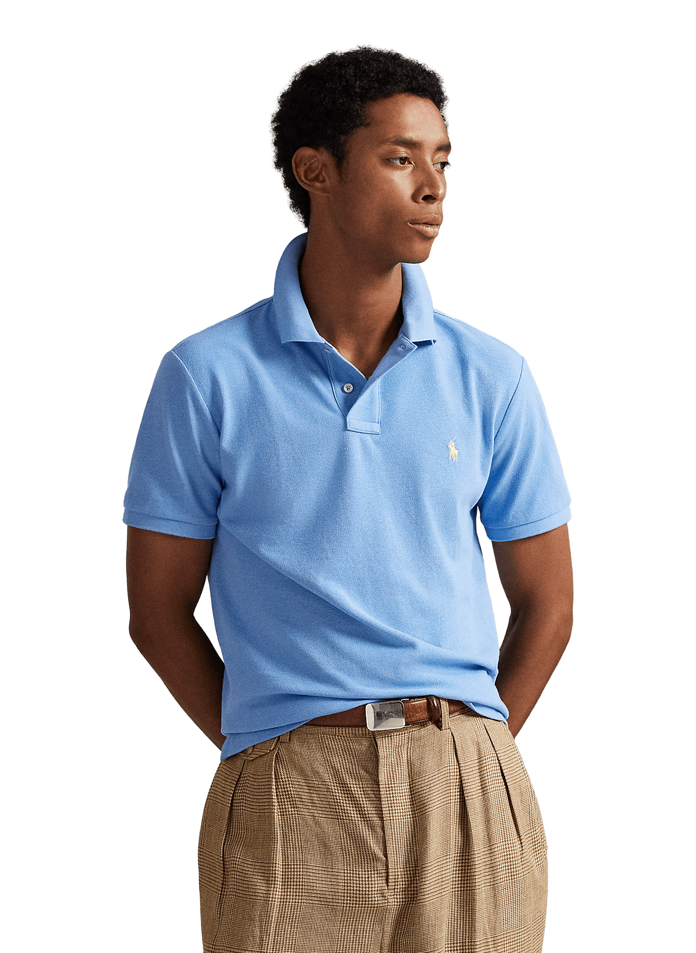 Polo droit en piqué de coton POLO RALPH LAUREN Bleu