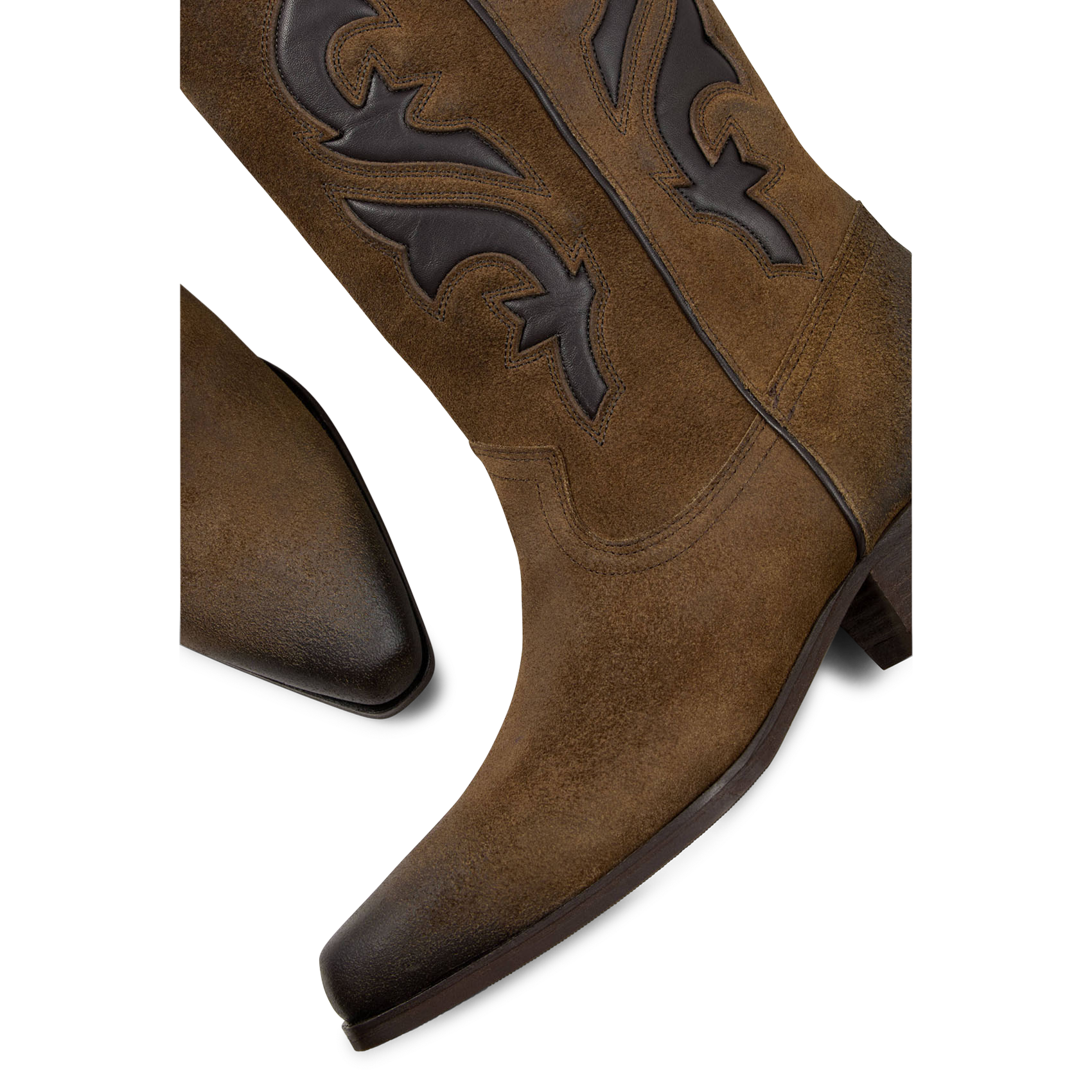 Bottes en cuir velours curtis BA&SH Marron