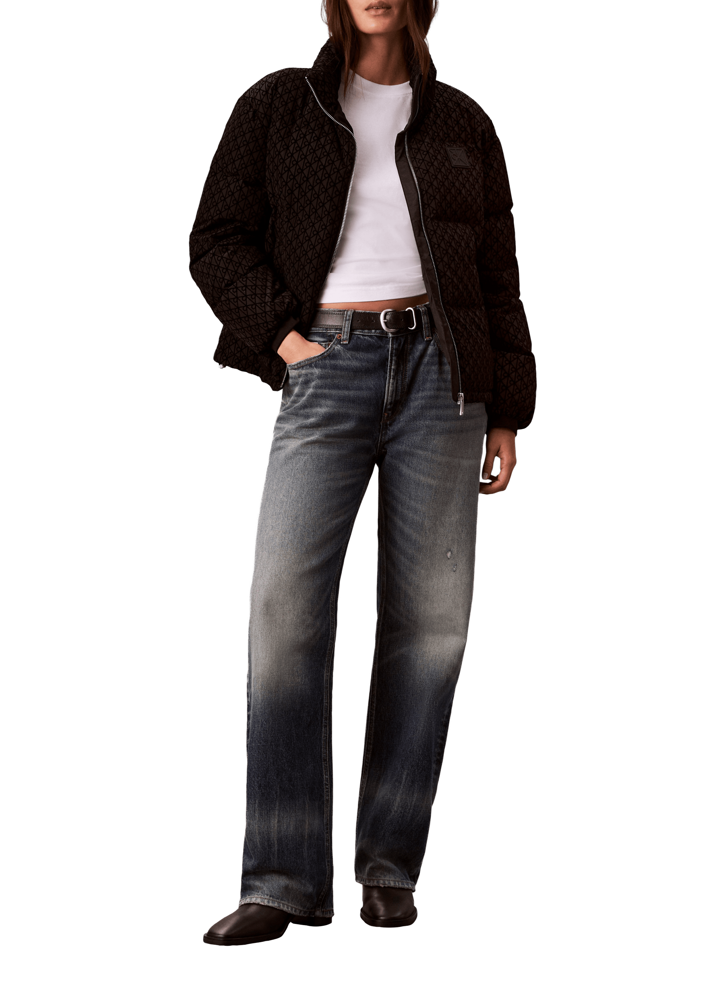 Doudoune imprimée à col montant CALVIN KLEIN Noir