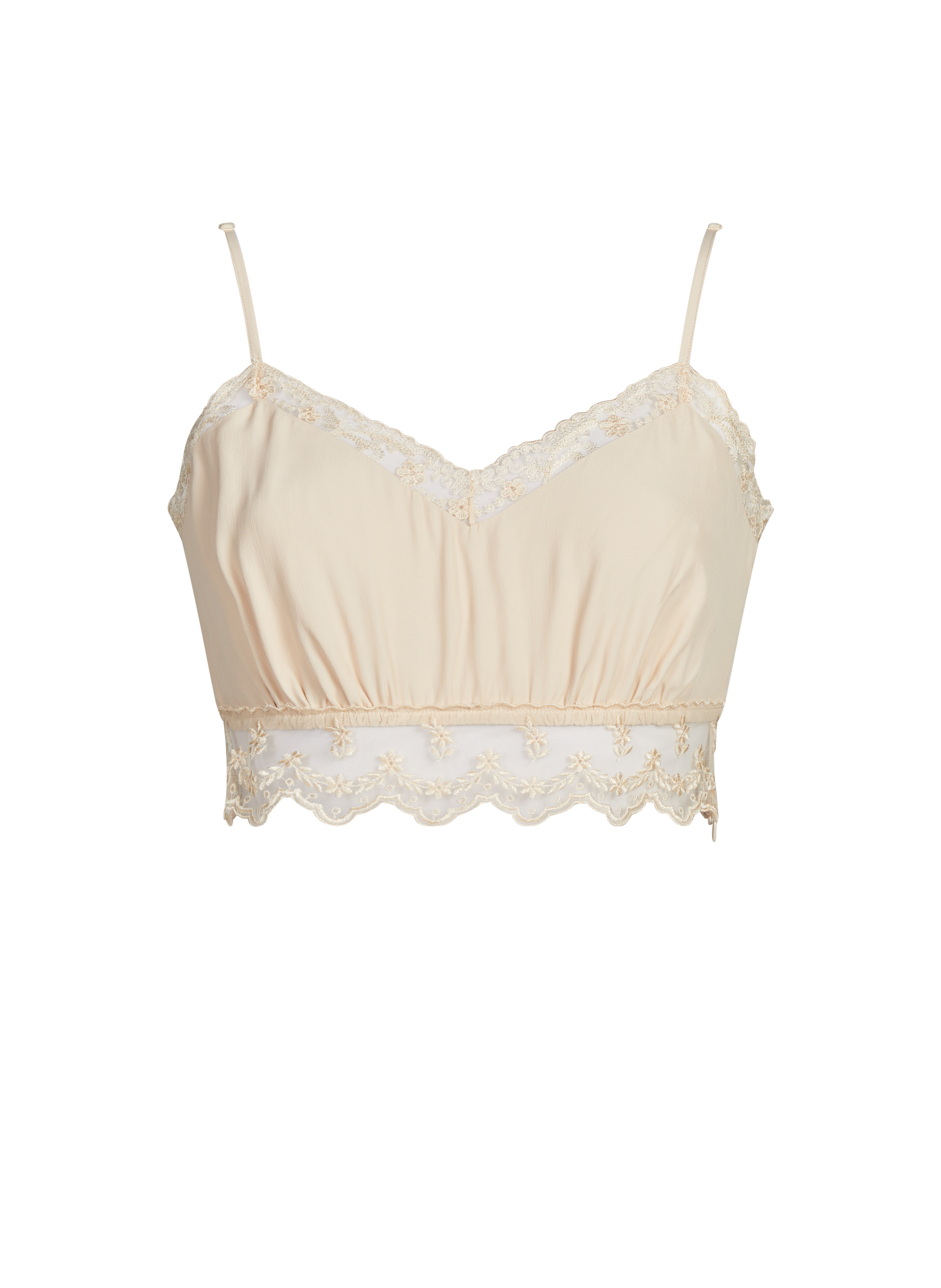Top court bords dentelle à bretelles SIMONE ROCHA Beige