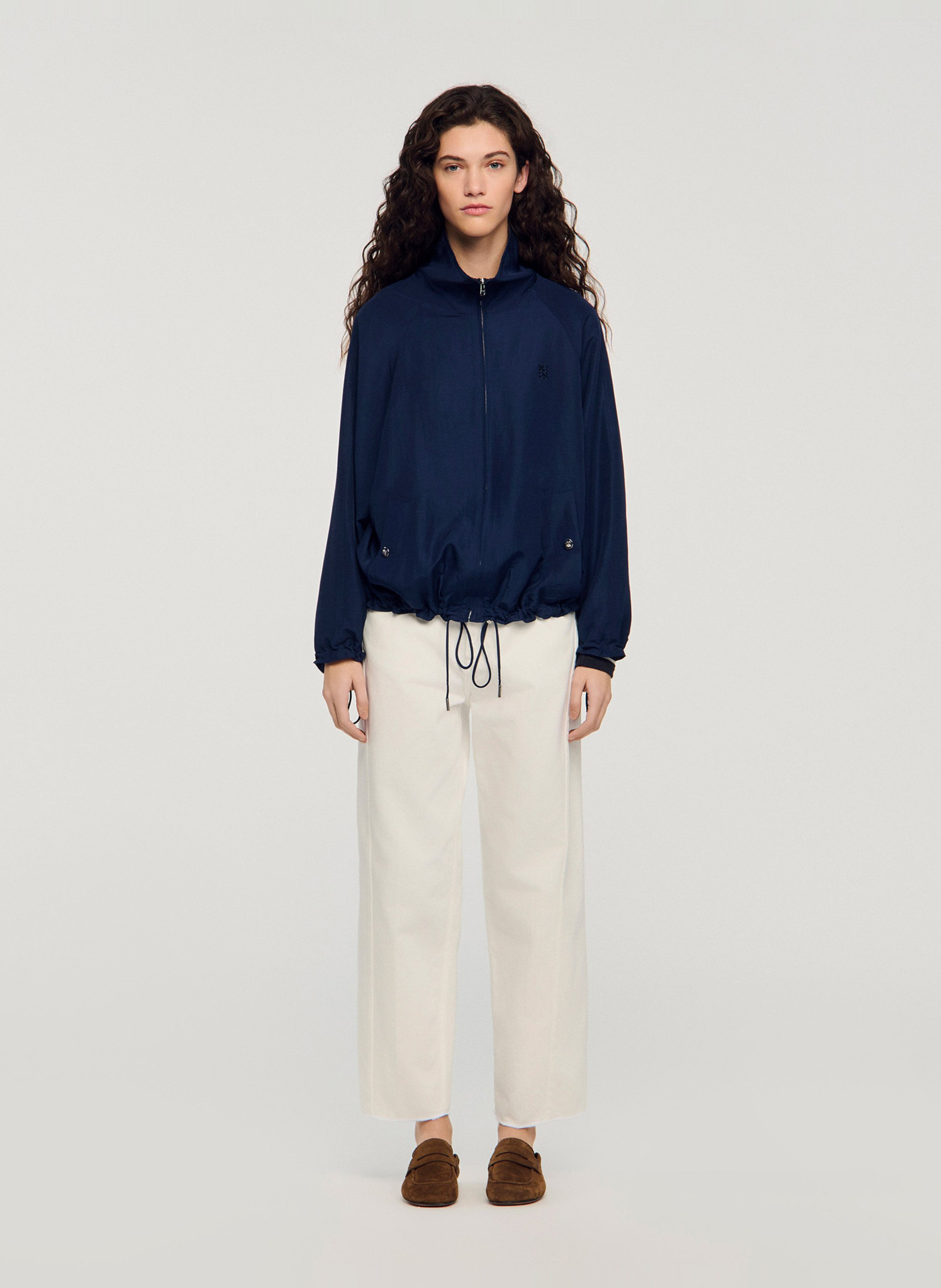 Blouson zippé oversize col montant SANDRO Bleu