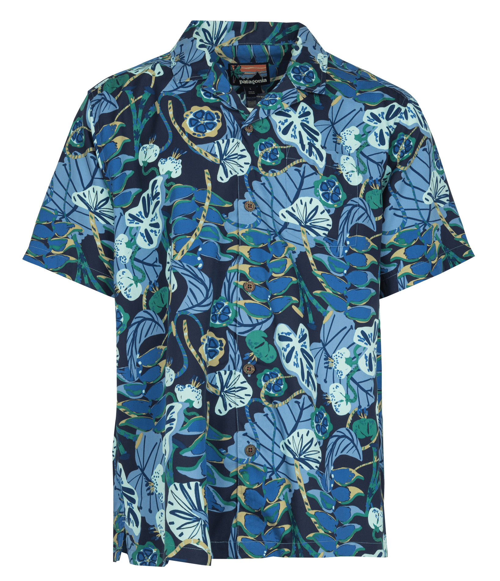 Chemise droite col cubain imprimée PATAGONIA Bleu