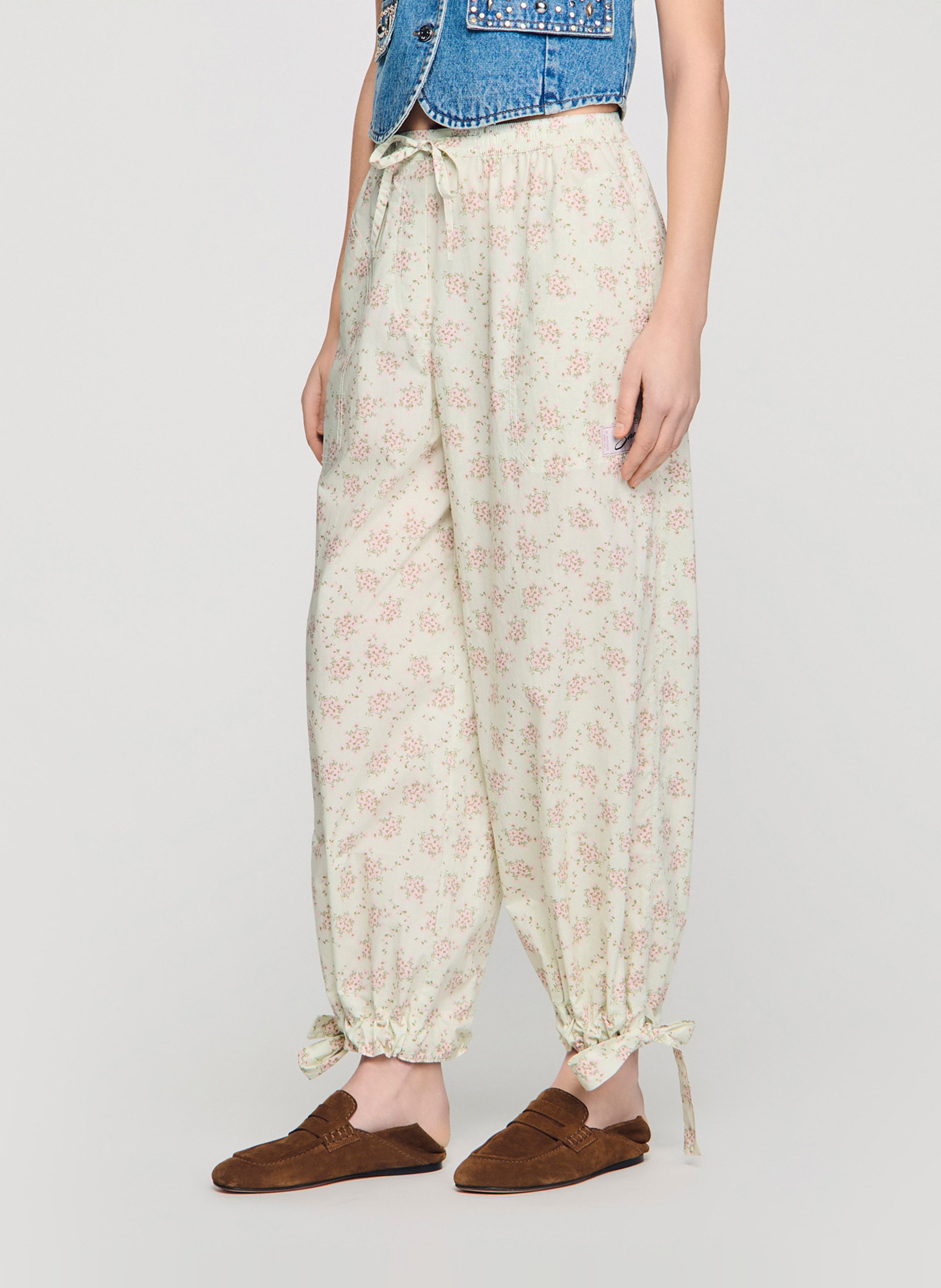 Pantalon large à imprimé floral SANDRO Rose