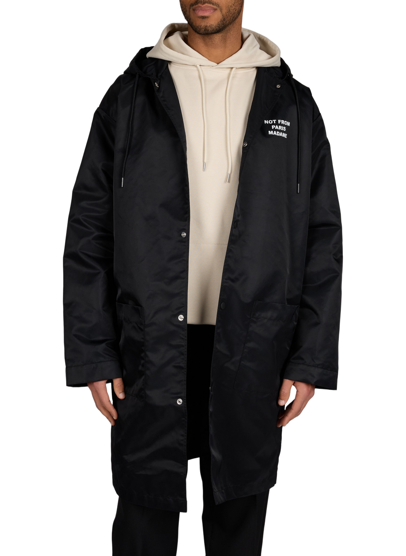 Mid-length hooded jacket DROLE DE MONSIEUR Black