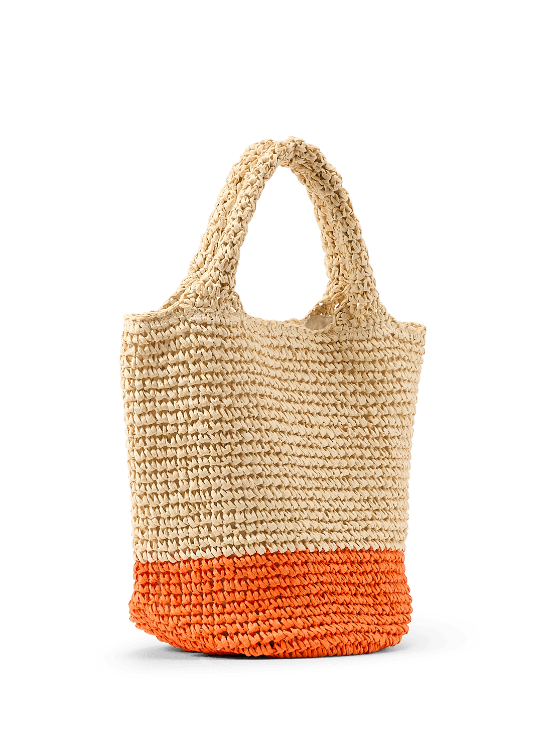 Woven paper straw bucket bag AU PRINTEMPS PARIS Orange