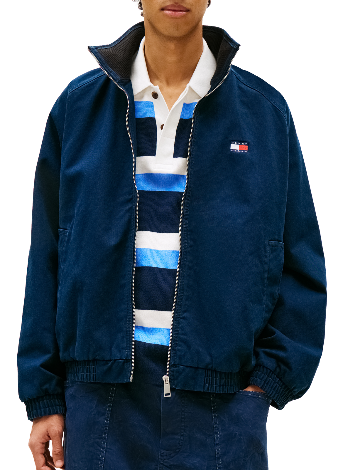 High-neck cotton jacket TOMMY HILFIGER Blue