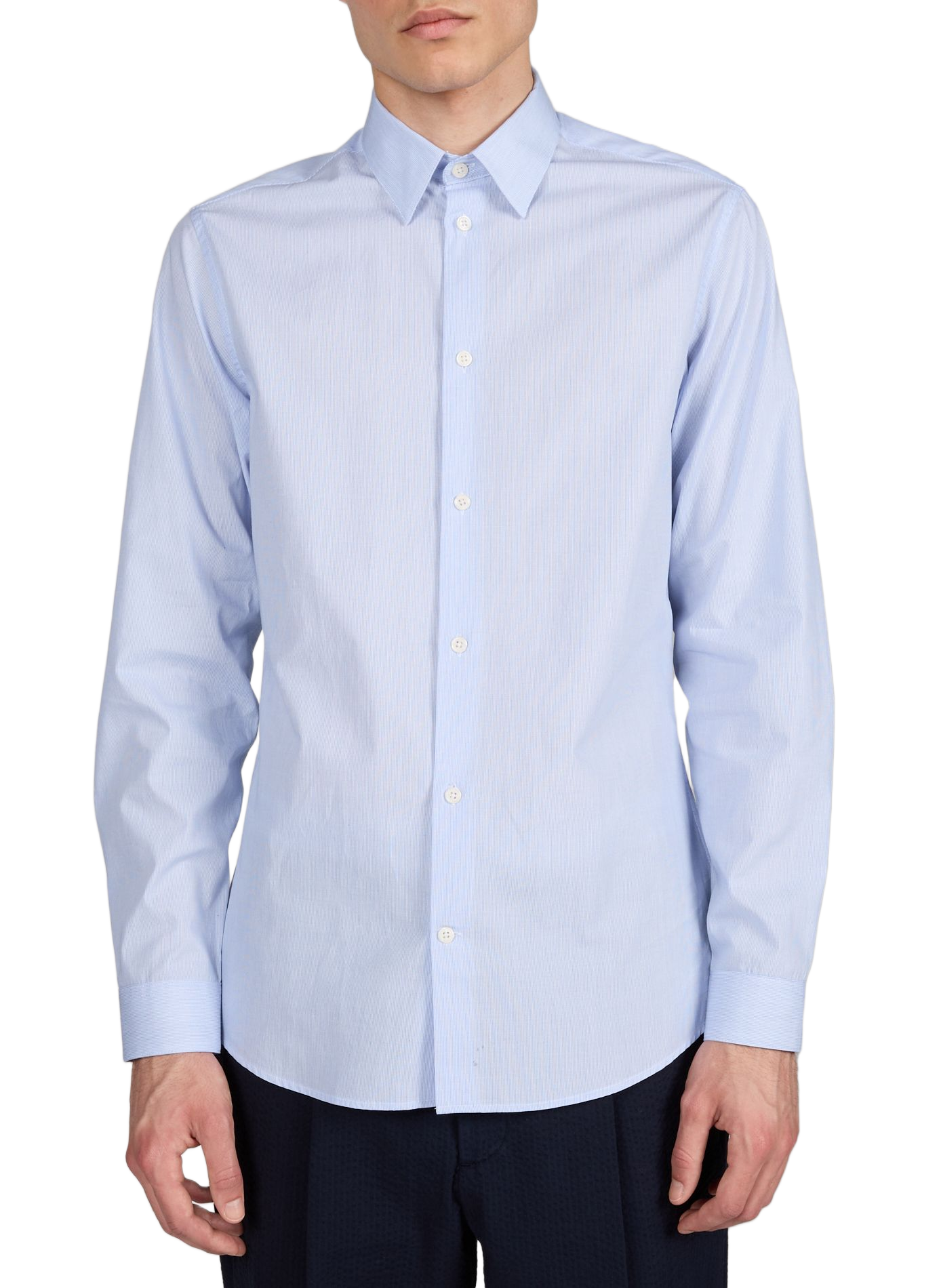 Fitted cotton shirt AU PRINTEMPS PARIS Blue